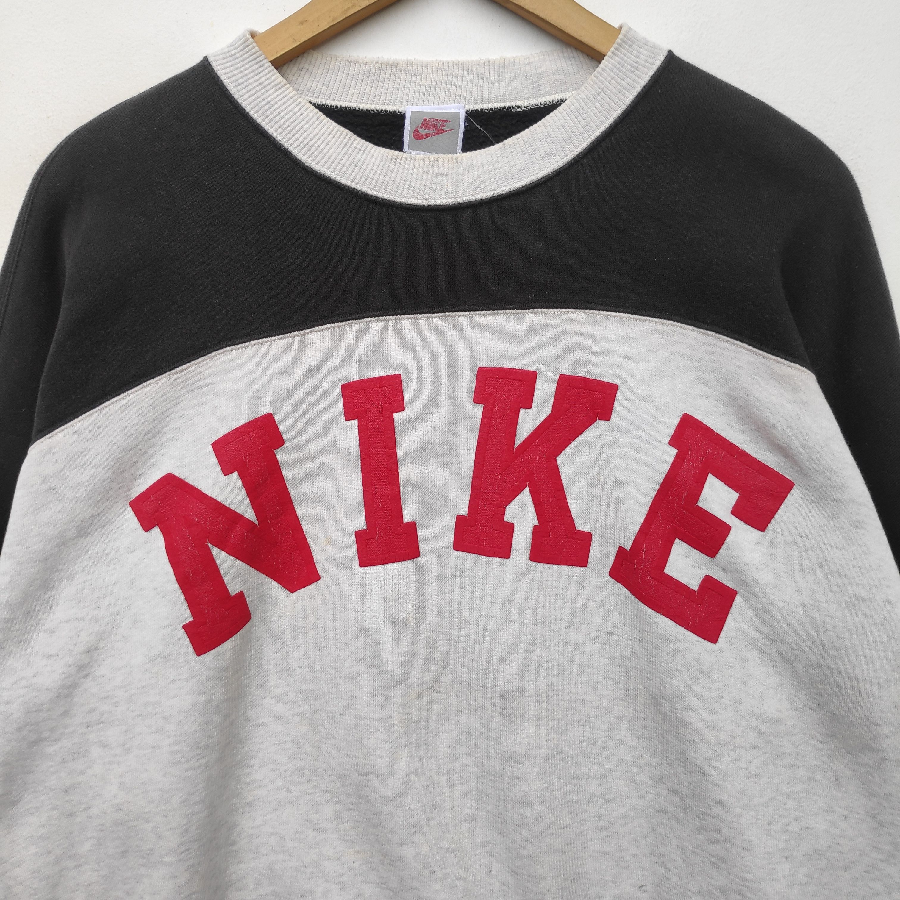 Nike × Vintage Vintage 90s Nike Sweatshirt Medium Gray Black Dope Size US M / EU 48-50 / 2 - 3 Thumbnail