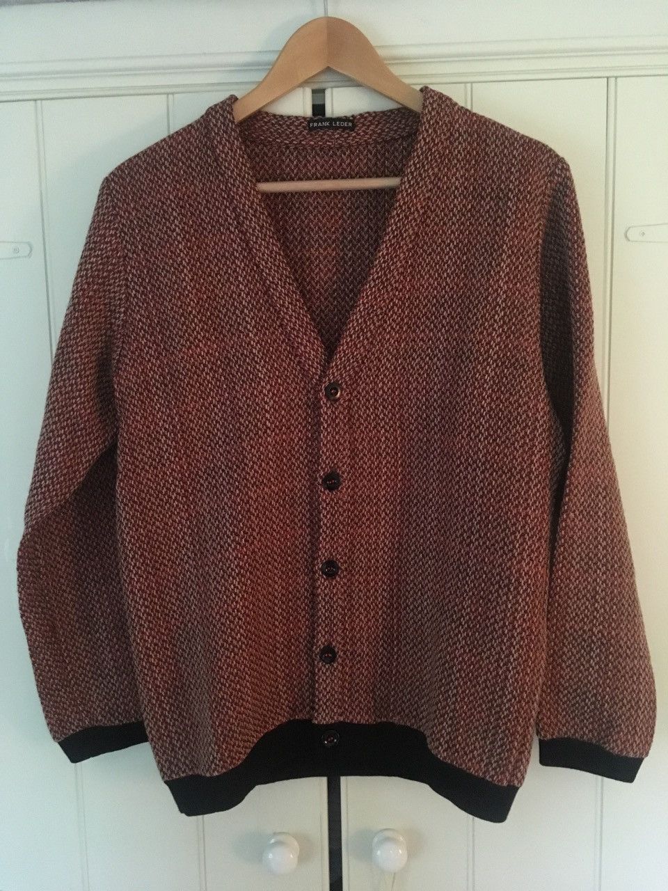 Frank Leder Frank Leder 100% Wool Knit AOP Button Cardigan Sweater