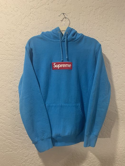 2009 Supreme Teal Blue Box Logo Hoodie