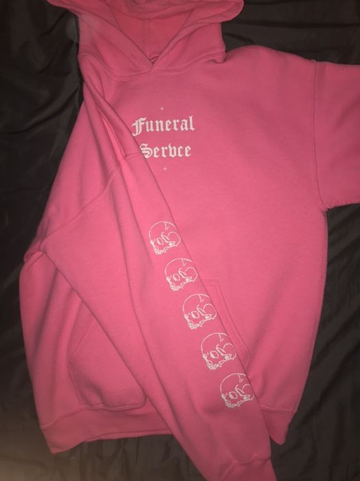 Streetwear Funeral Service Embroidered Red Hoodie Grailed