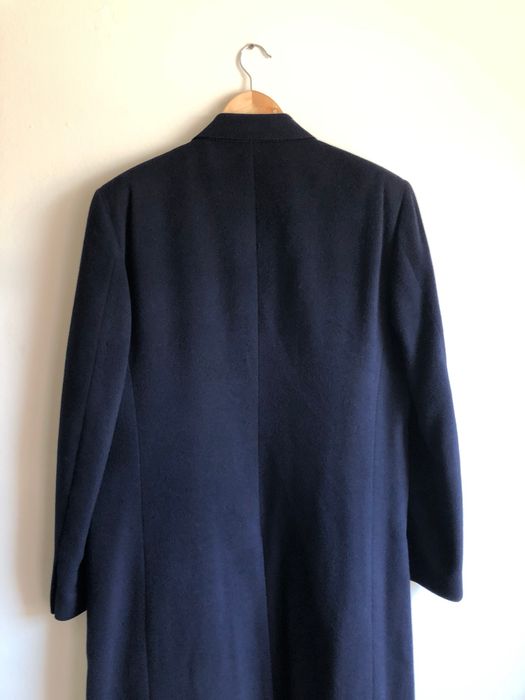 Vintage 100% Cashmere Double Breasted Wool Navy Blue Topcoat | Grailed
