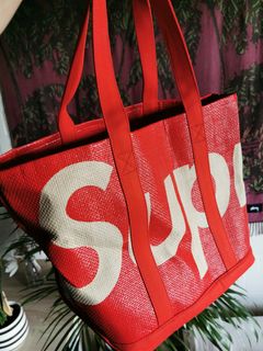 Supreme Raffia Tote Red