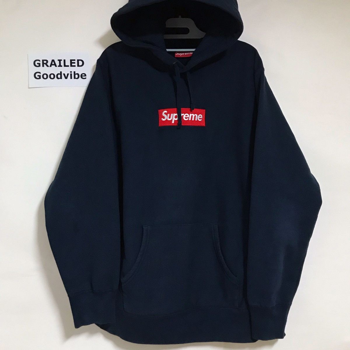 Supreme 2013 Supreme Box Logo Hoodie Red On Navy Rare Size US L / EU 52-54 / 3 - 1 Thumbnail