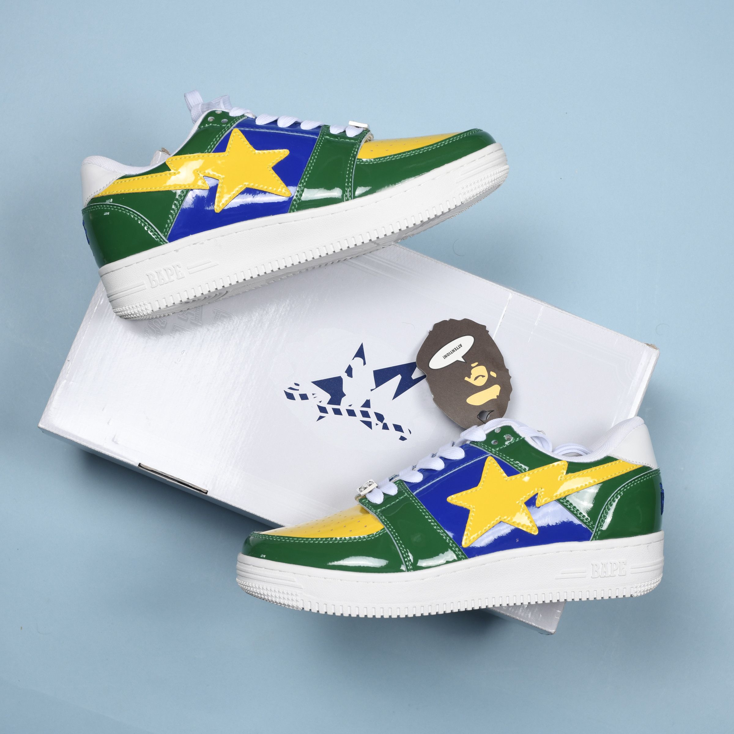 Bape Abathing Ape Bape Bapesta Tri color Blue Yellow Brazil US8 | Grailed