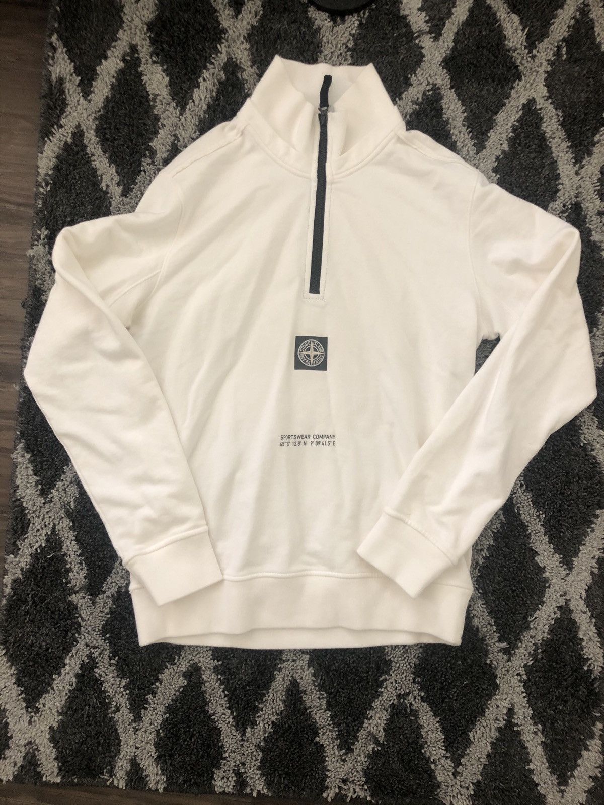 Stone Island Quarter Zip Track Jacket White