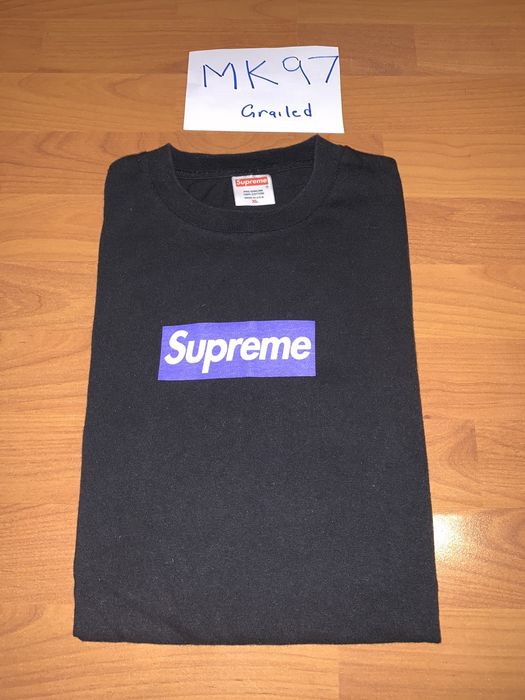 Supreme Supreme Purple On Black Box Logo Tee 2005 | Grailed