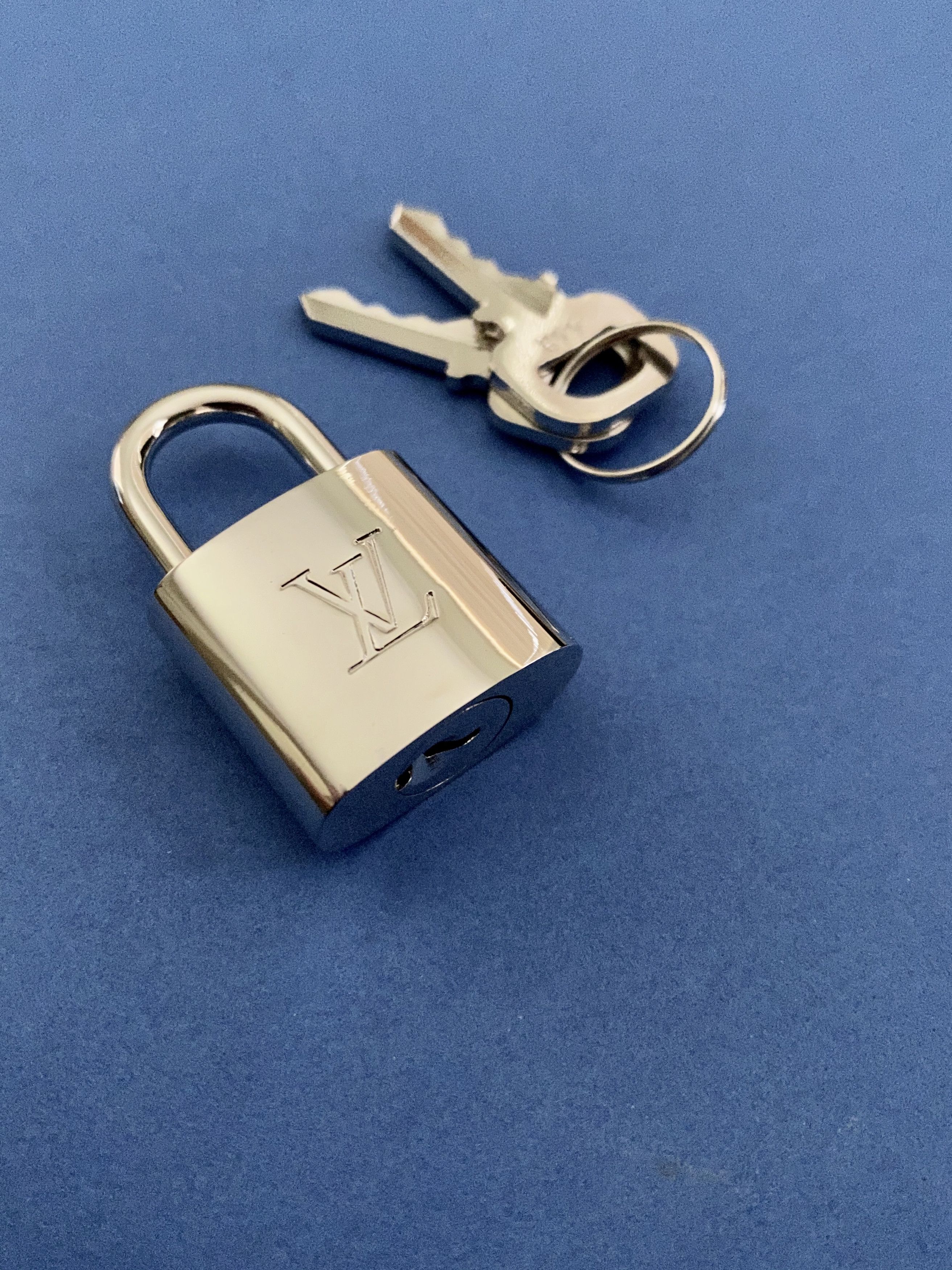 LOUIS VUITTON Silver Lock & 2 Keys Brushed Palladium Made In France NIB  #321