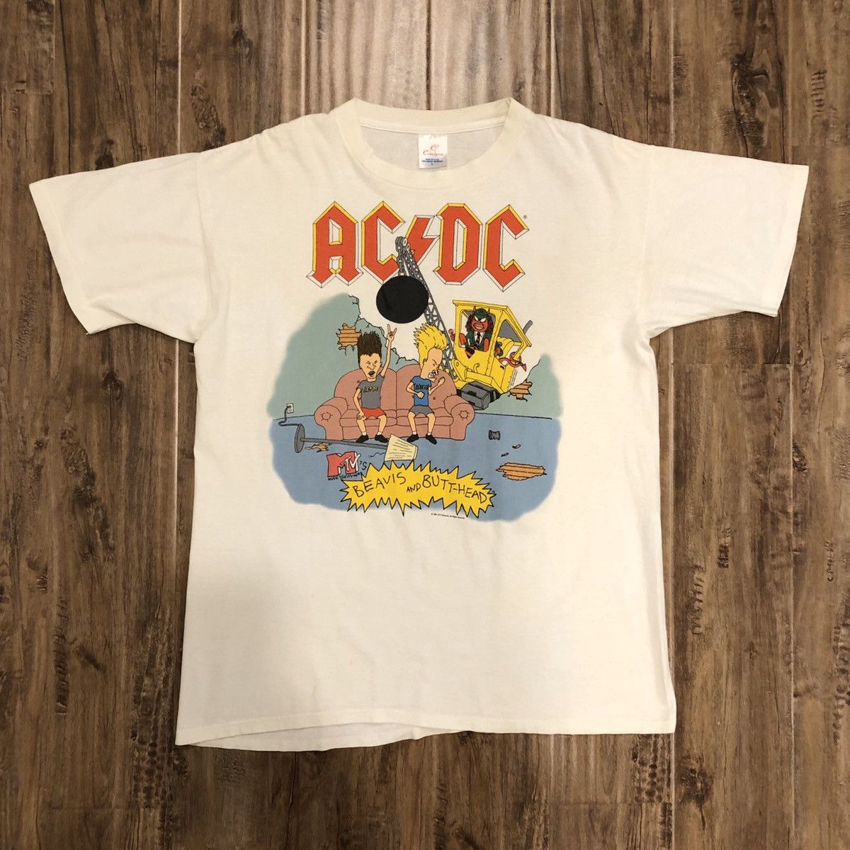 AC/DC × Vintage AC/DC Beavis and Butthead 1996 World Tour Tee | Grailed