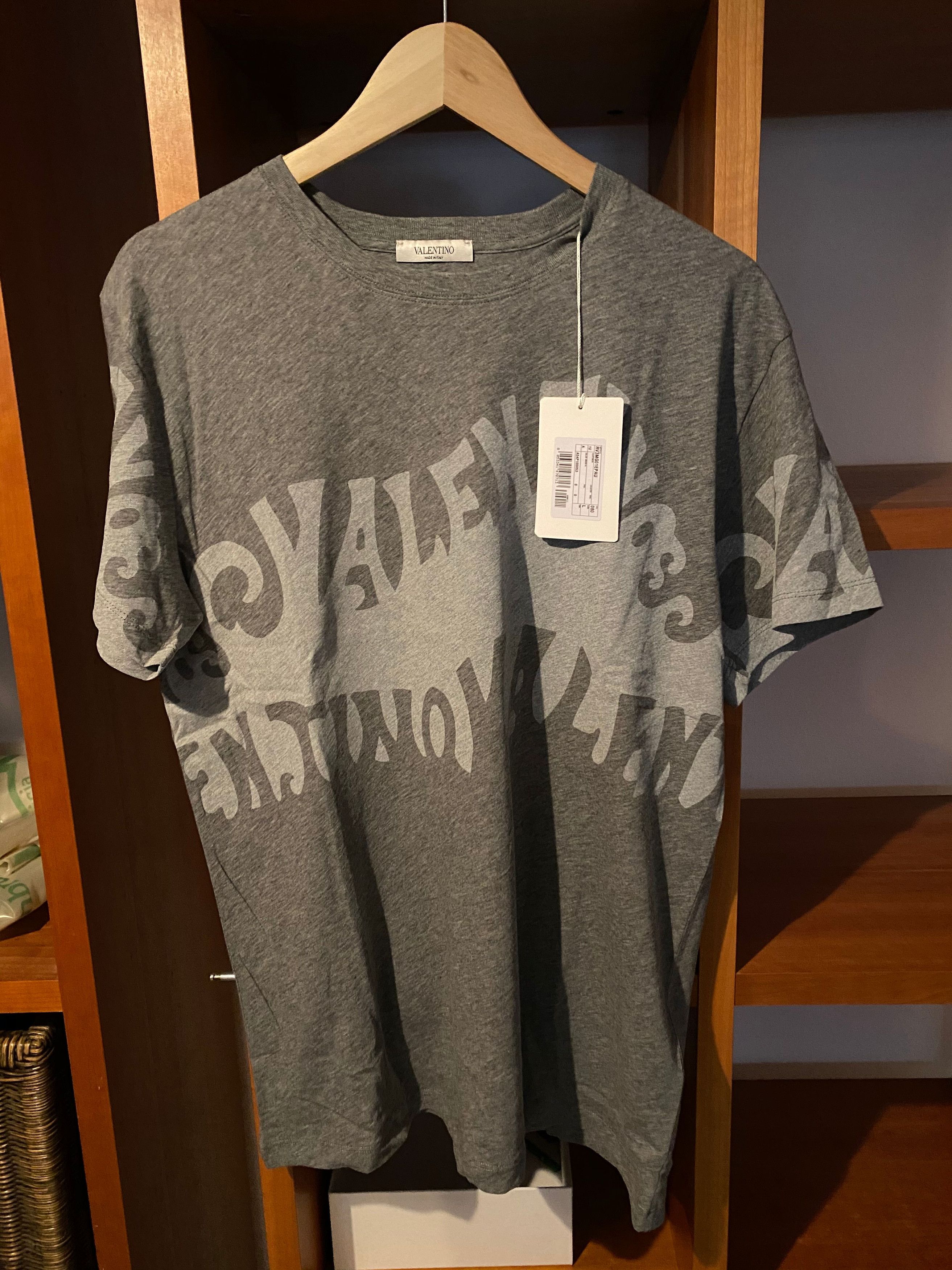 Image of Valentino Waves Logo Tee in Grey, Men's (Size XL)