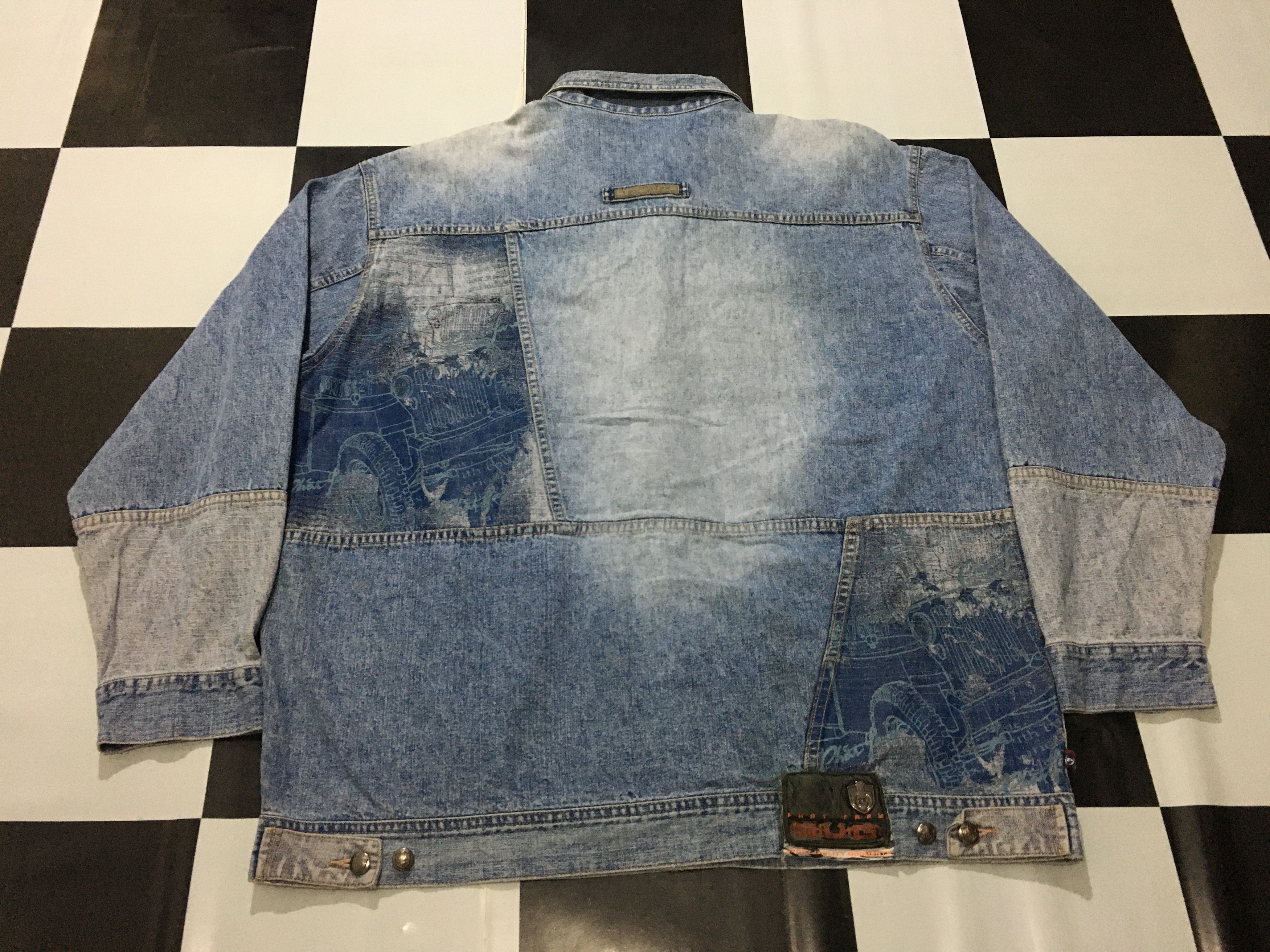 Phat Farm × Rap Tees × Vintage Vintage Phat Farm Graphic Patchwork Denim Jacket Distressed Size US XXL / EU 58 / 5 - 4 Thumbnail