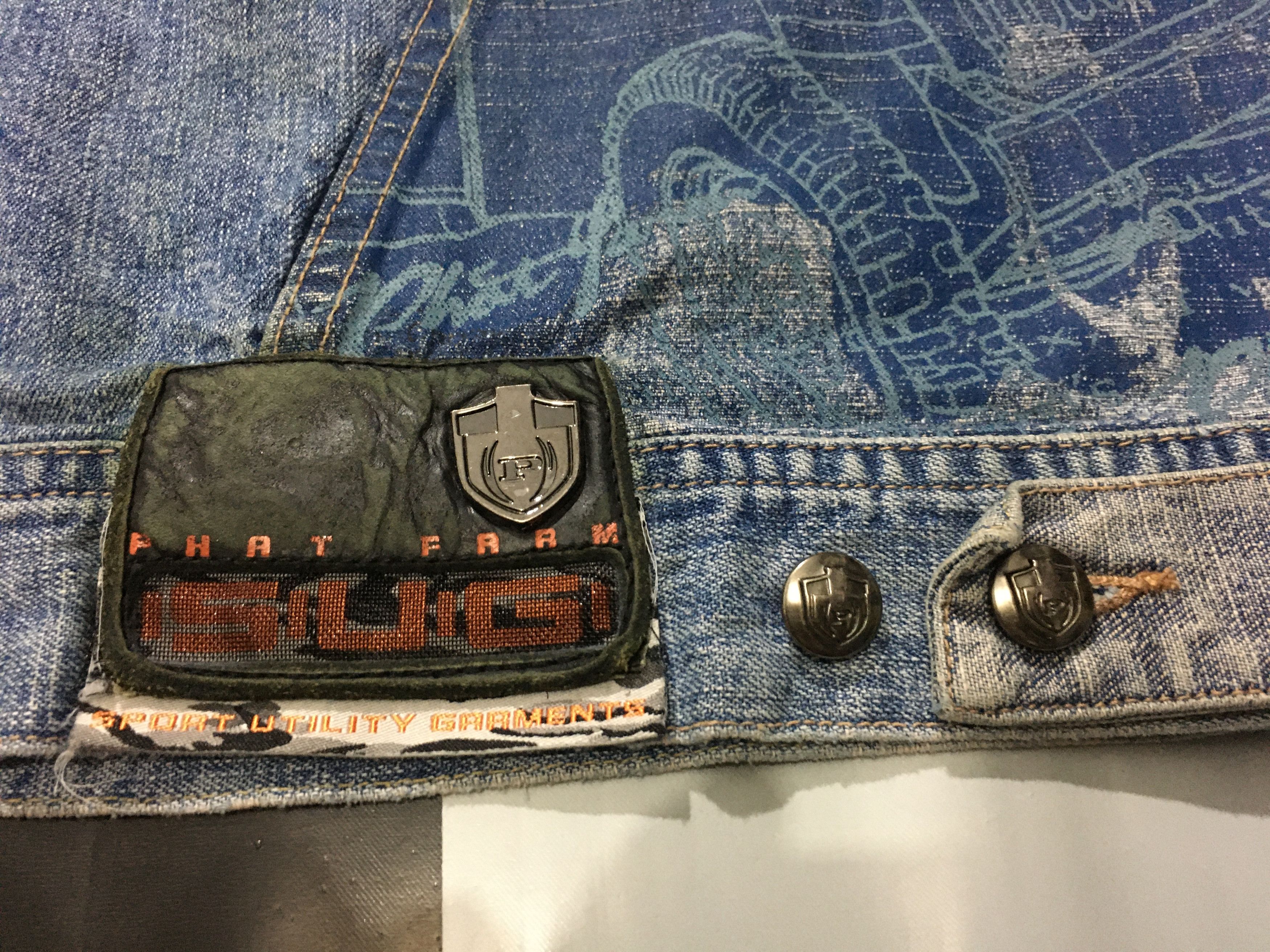 Phat Farm × Rap Tees × Vintage Vintage Phat Farm Graphic Patchwork Denim Jacket Distressed Size US XXL / EU 58 / 5 - 6 Thumbnail