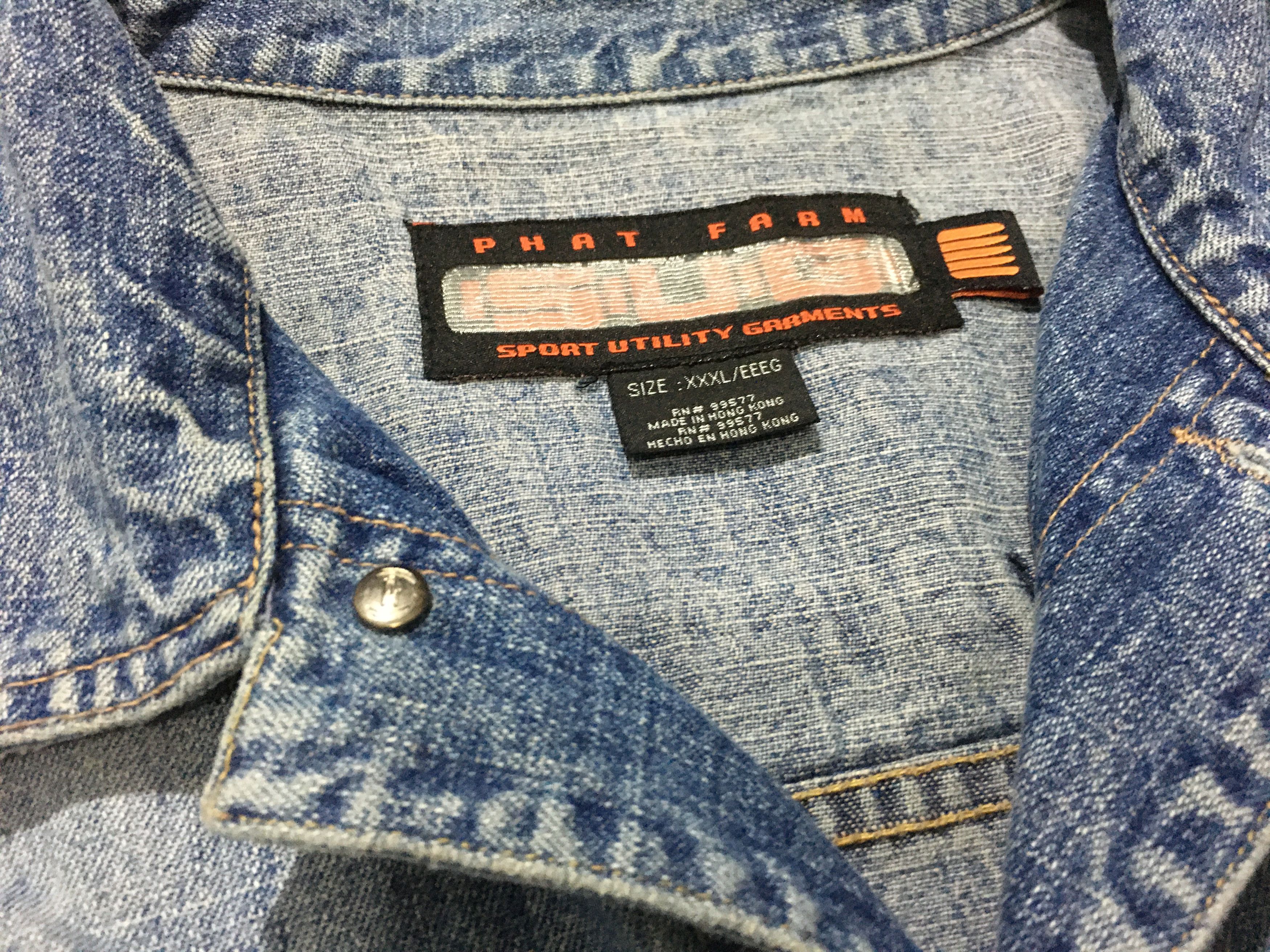 Phat Farm × Rap Tees × Vintage Vintage Phat Farm Graphic Patchwork Denim Jacket Distressed Size US XXL / EU 58 / 5 - 8 Thumbnail