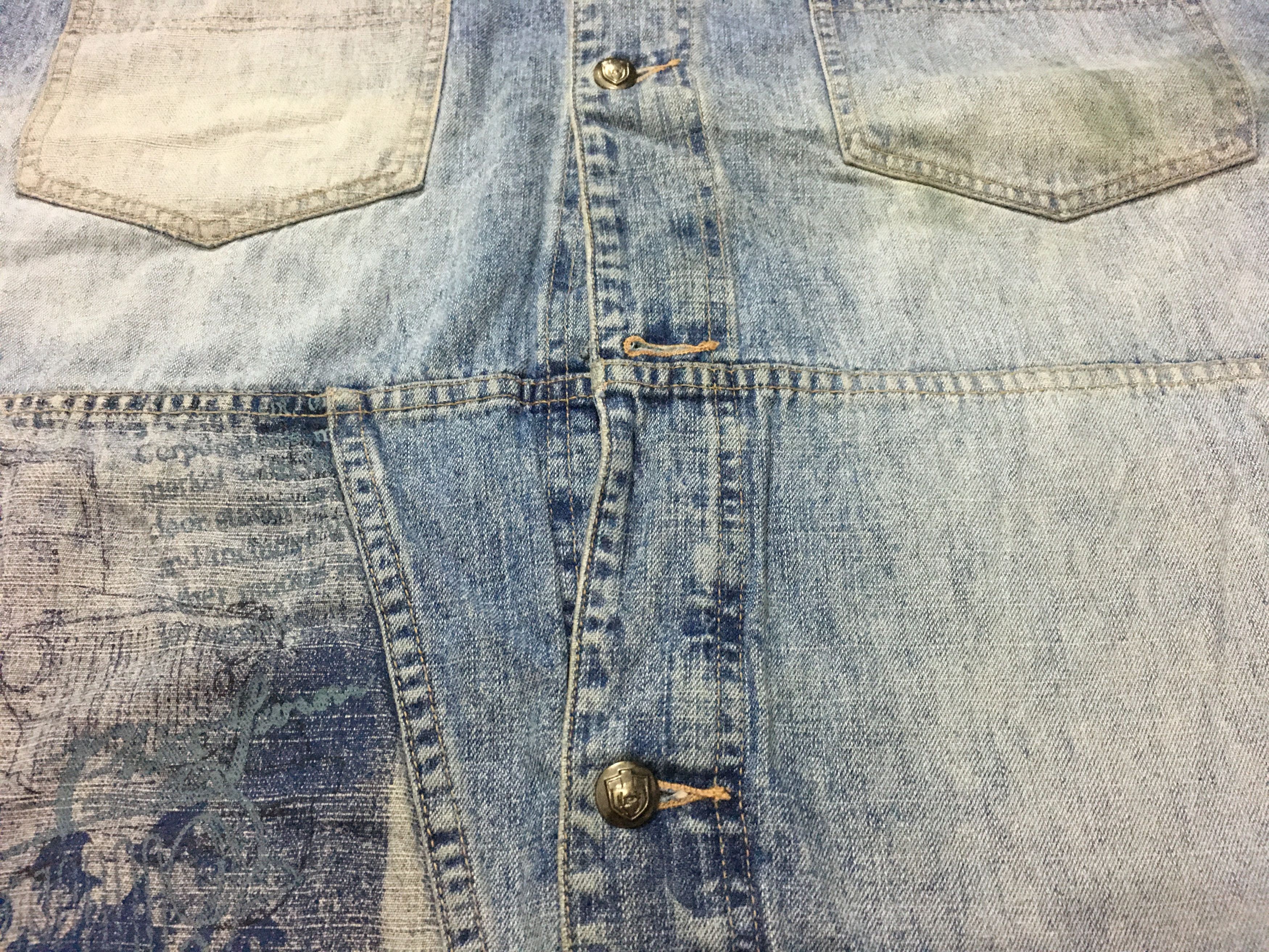 Phat Farm × Rap Tees × Vintage Vintage Phat Farm Graphic Patchwork Denim Jacket Distressed Size US XXL / EU 58 / 5 - 9 Thumbnail