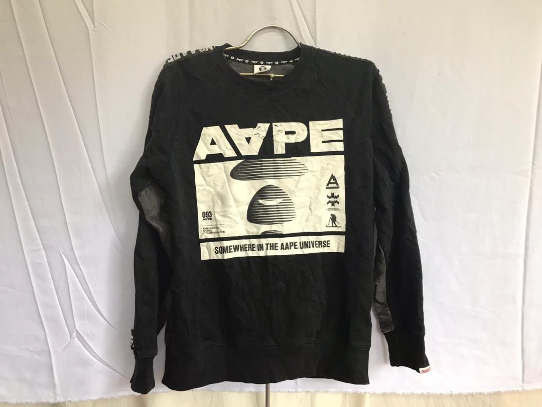 image of Aape By A Bathing Ape Camo Crewneck in Black, Men's (Size XL)