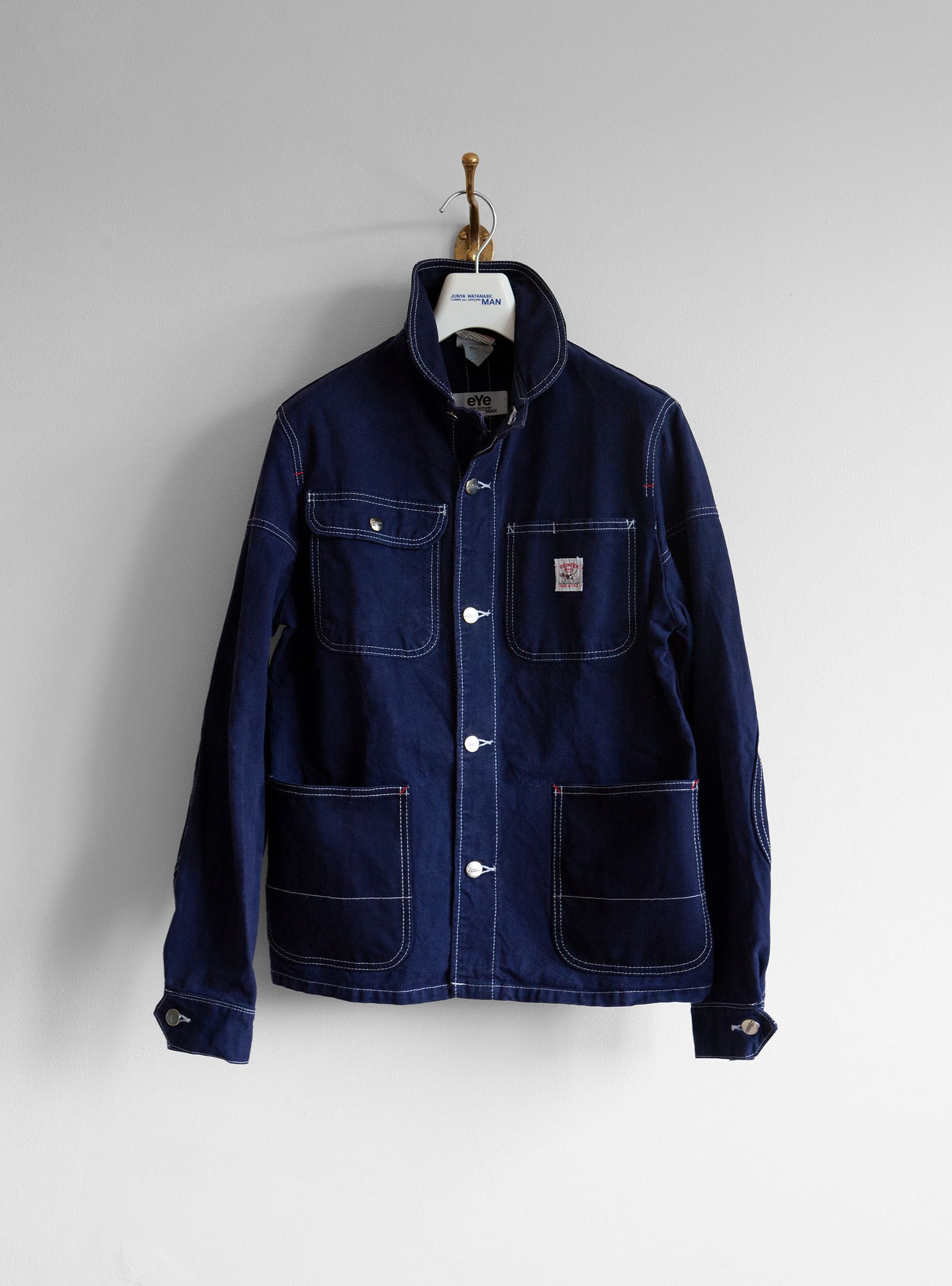 image of Eye Junya Watanabe Man X Pointer Brand Reconstructed Jacket in Dark Blue, Men's (Size Medium)