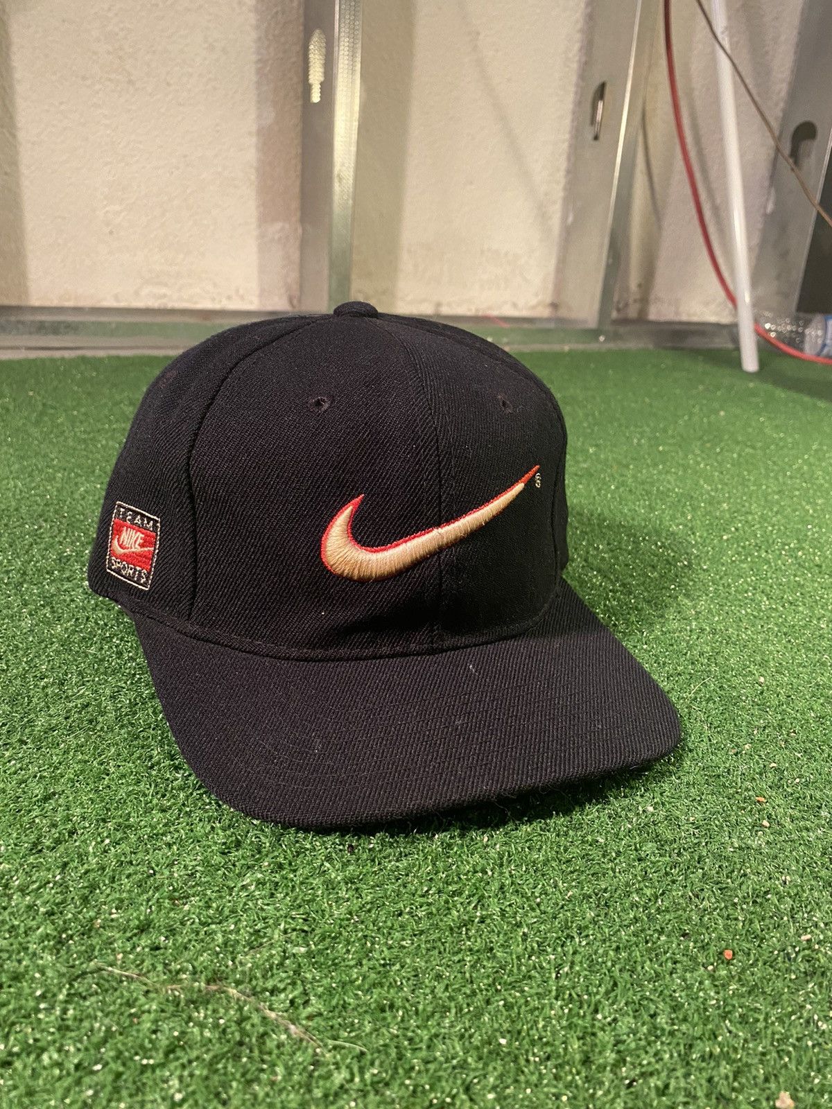 Nike VERY RARE vintage Nike team sports check SnapBack hat | Grailed