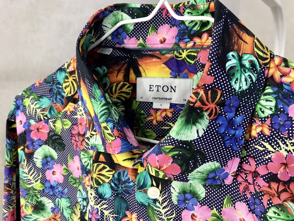 Eton Eton slim fit shirt flowers print Size 40L - 1 Thumbnail