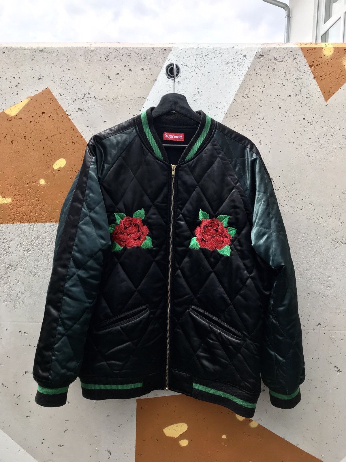 Supreme Satin Quilted Roses Bomber | Grailed