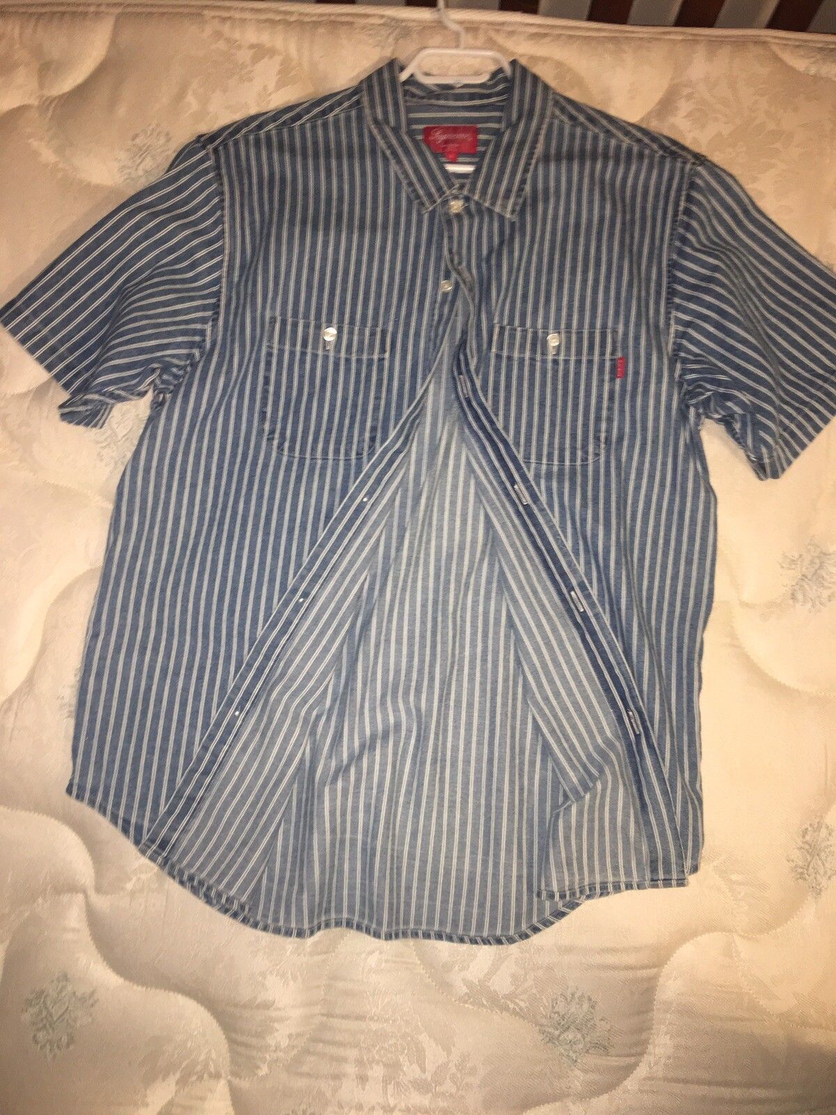 窪塚着用☆supreme 17ss stripe denim shirt☆ XL
