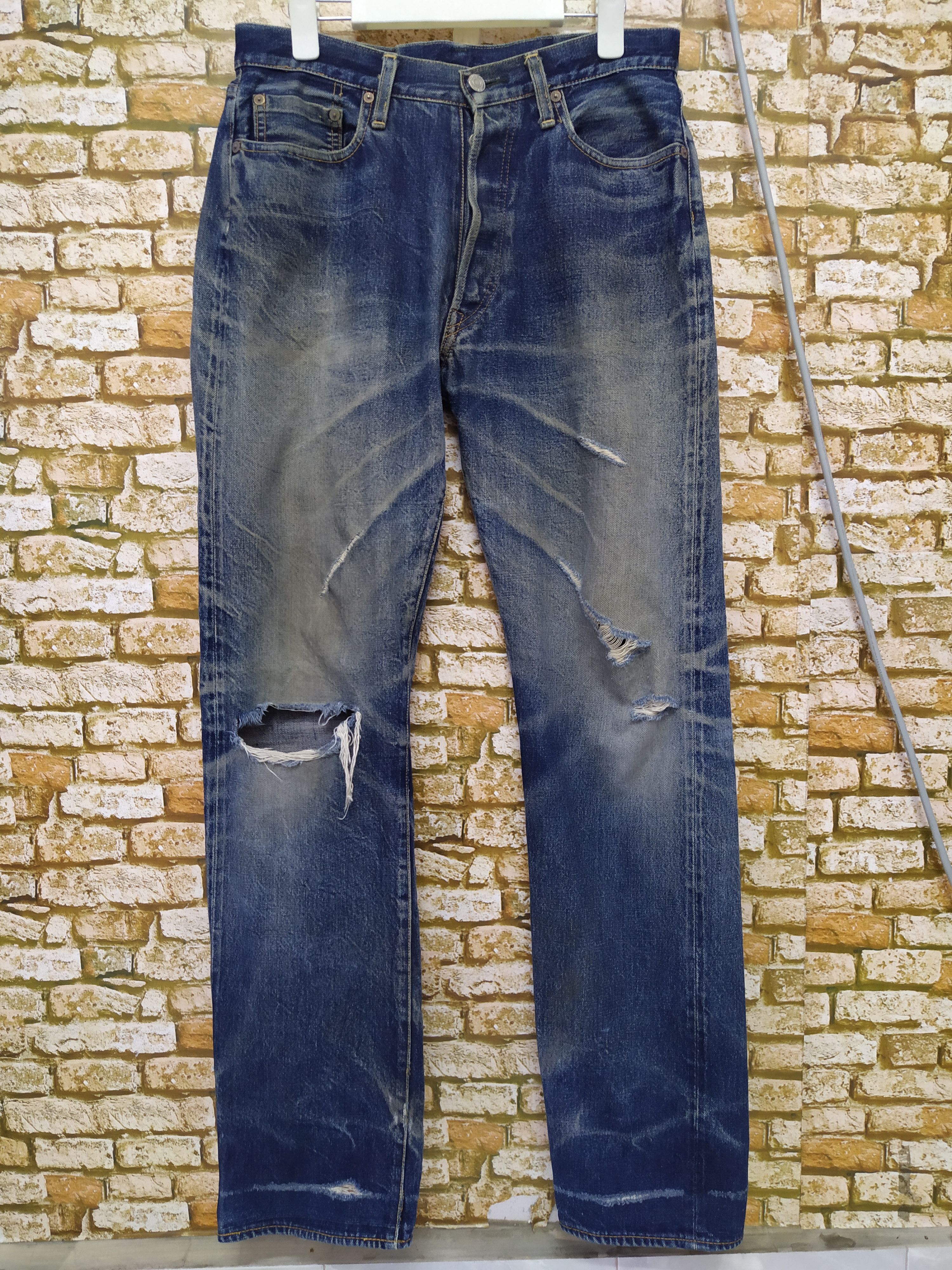 Denime DENIME JAPAN SELVEDGE DENIM DISTRESSED (B348) W31 Size US 31 - 1 Thumbnail