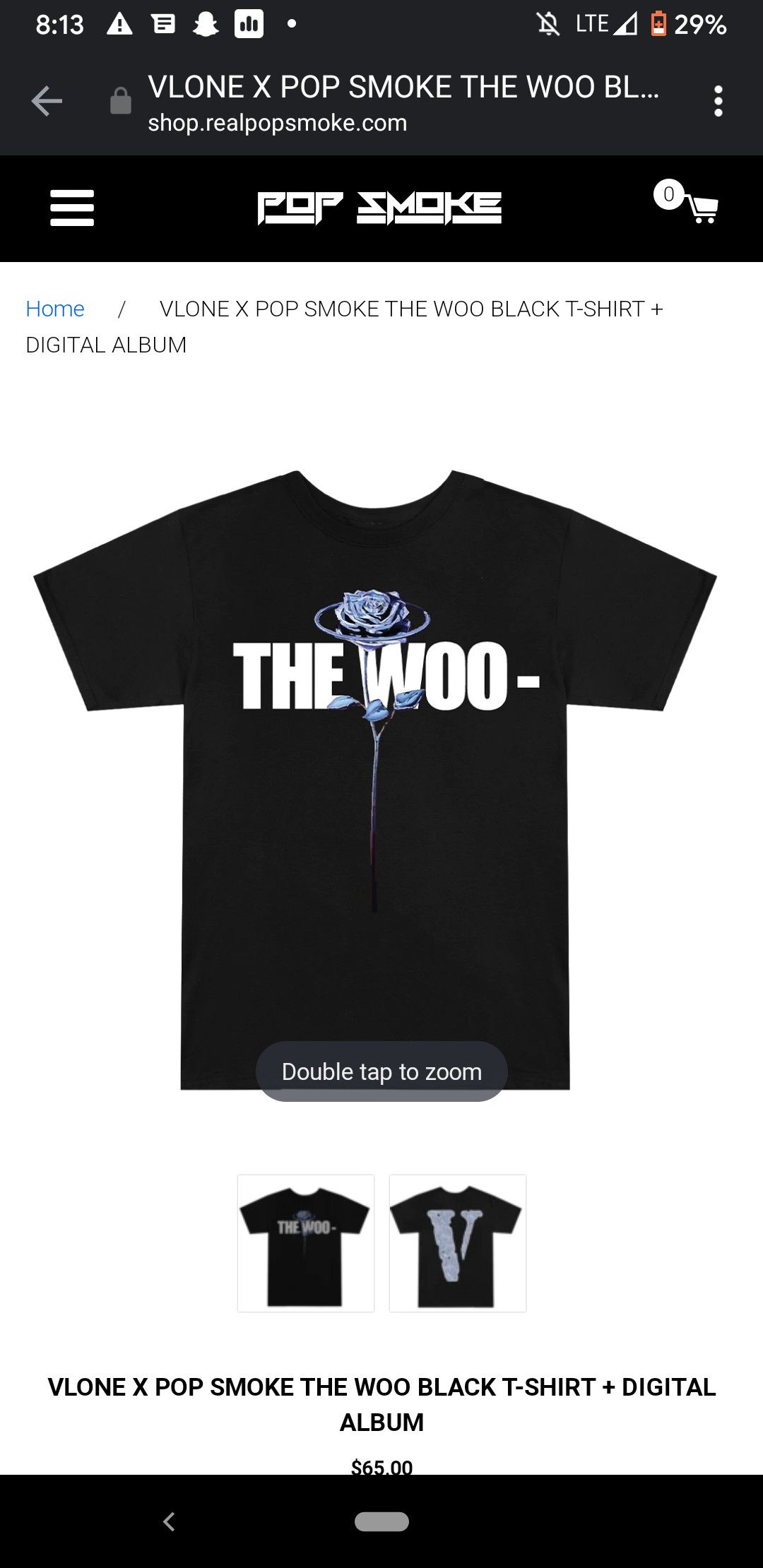 VLONE x Pop Smoke The Woo Tee Black S outlet