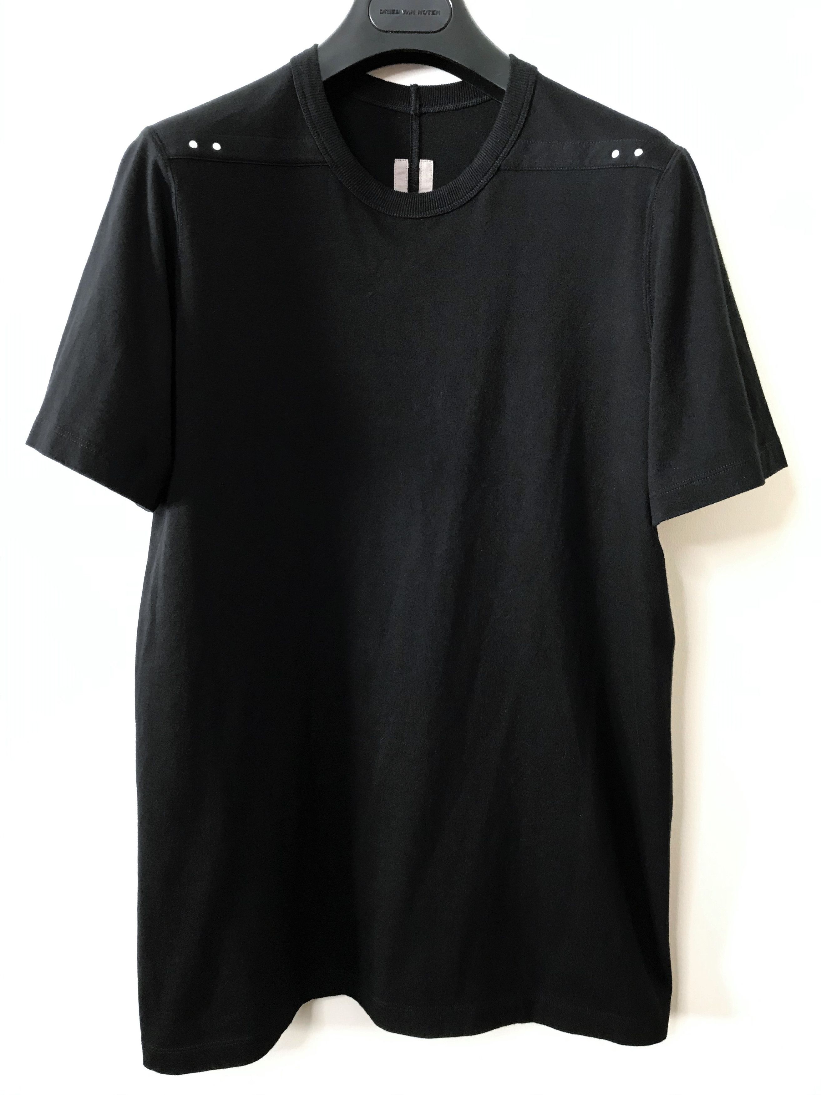 Rick Owens Black Cotton Level T Metal Rivet Shoulder Detail SS19