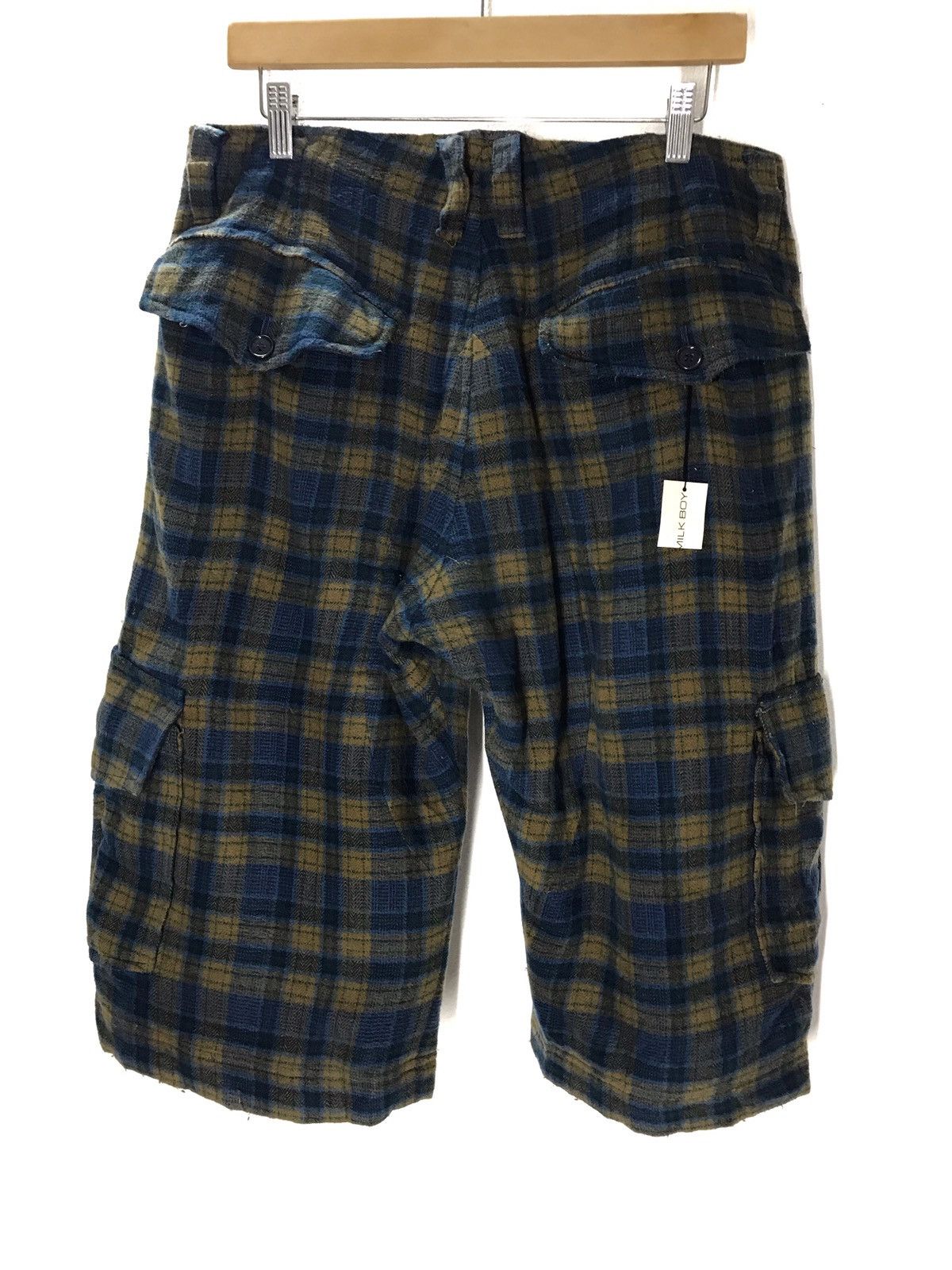 Japanese Brand MILK BOY Checkered Wool Cargo Short Pants Size US 34 / EU 50 - 6 Thumbnail