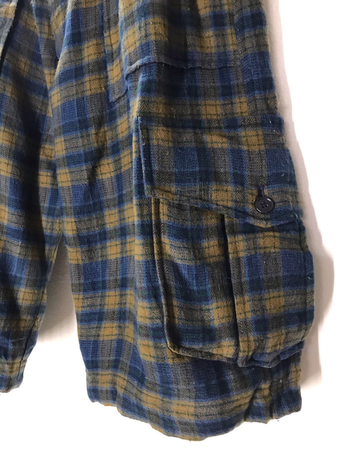 Japanese Brand MILK BOY Checkered Wool Cargo Short Pants Size US 34 / EU 50 - 3 Thumbnail