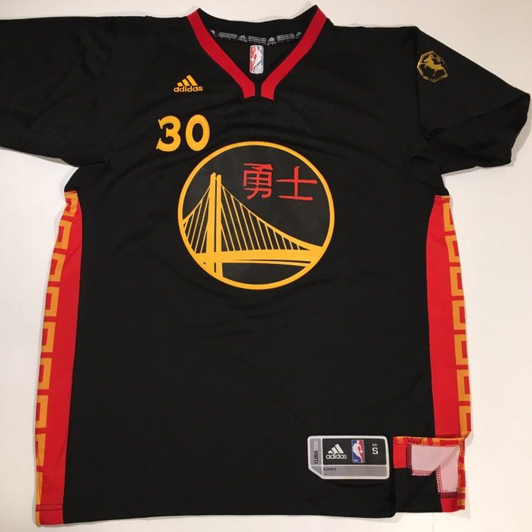 XL Men Black Golden State Warriors Stephen Curry Chinese New Year Jersey