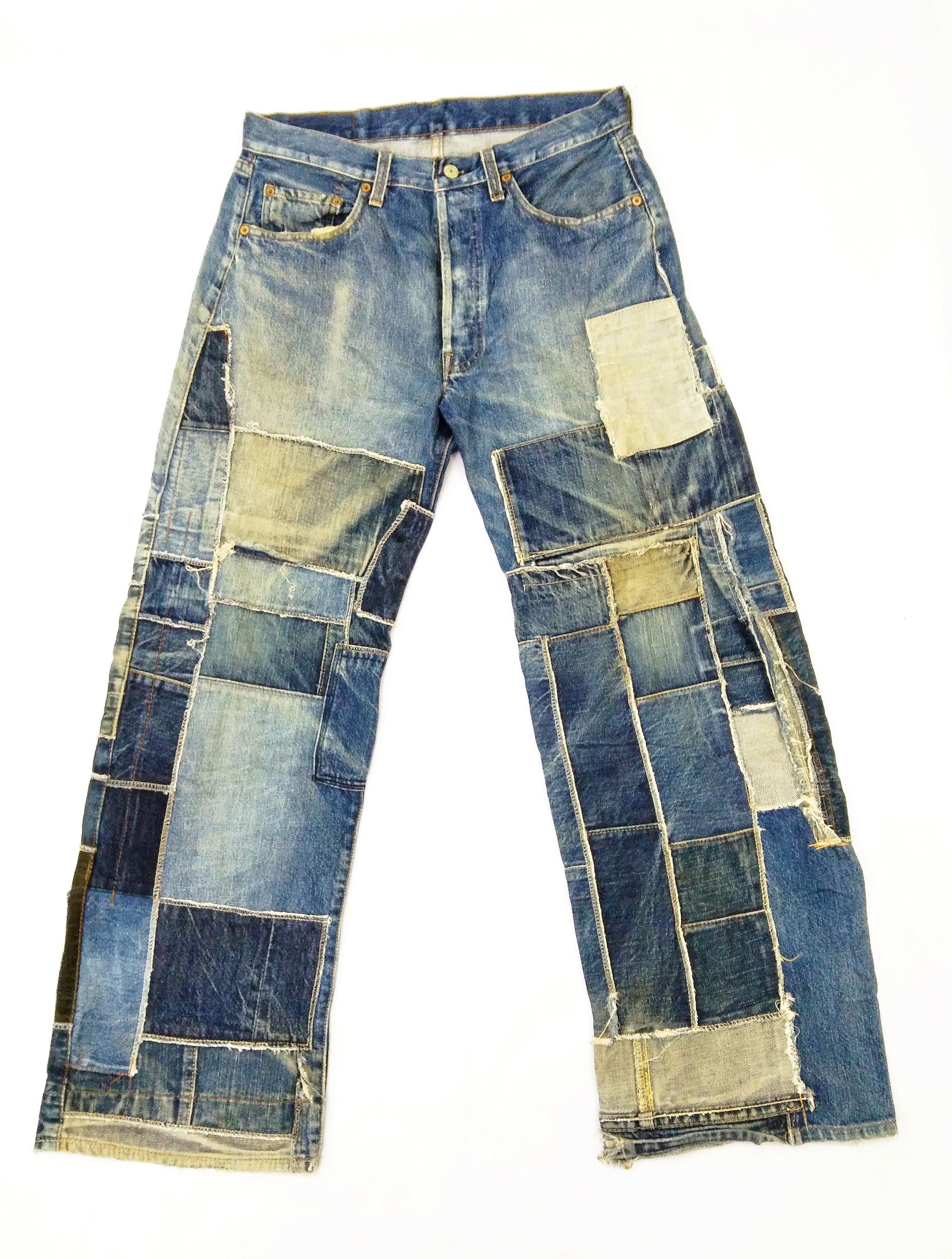 Levi's 90s Vintage Levi's 501 Big E Selvedge Patchwork Denim Jeans Size US 31 - 1 Thumbnail