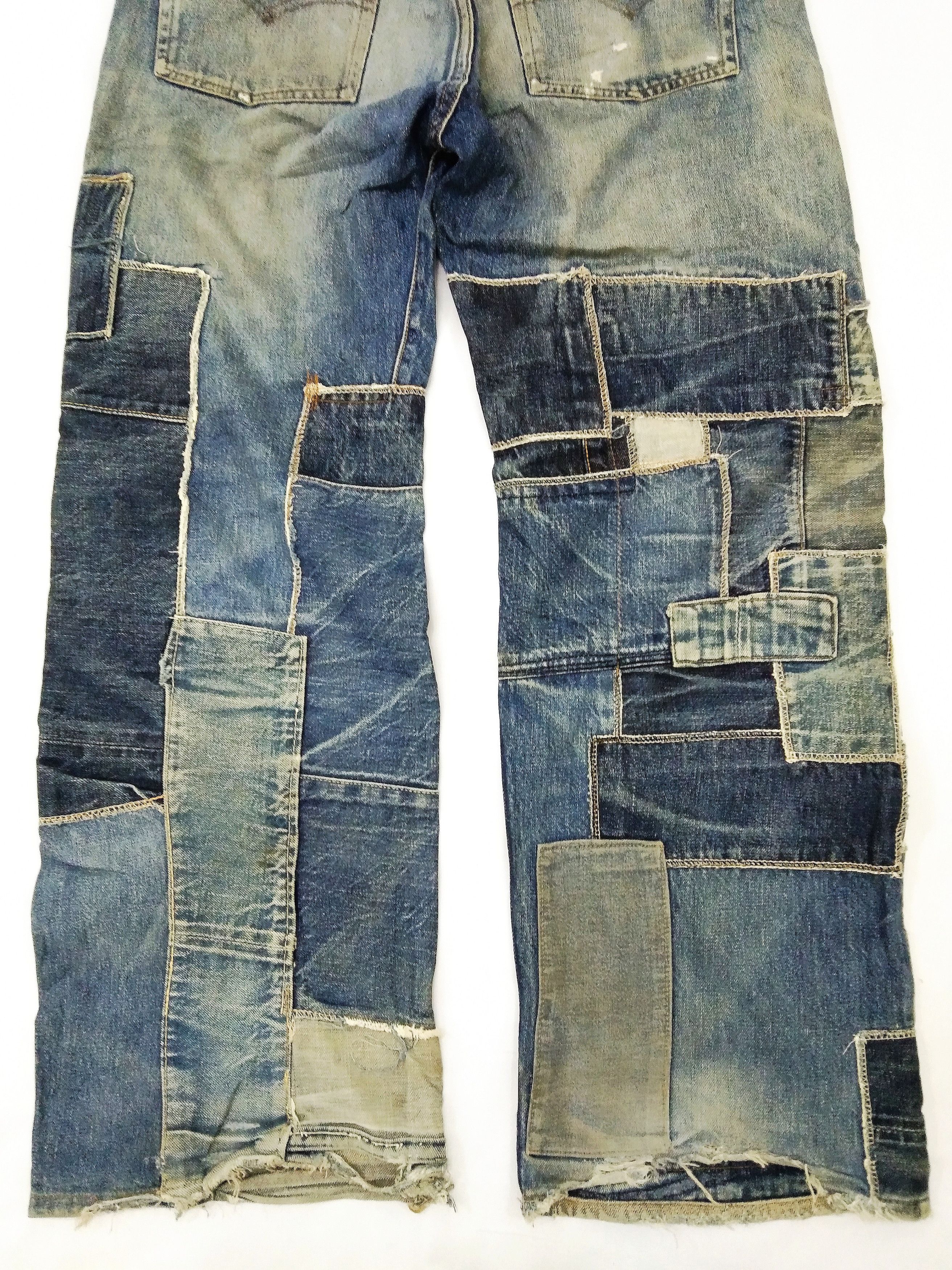 Levi's 90s Vintage Levi's 501 Big E Selvedge Patchwork Denim Jeans Size US 31 - 4 Thumbnail