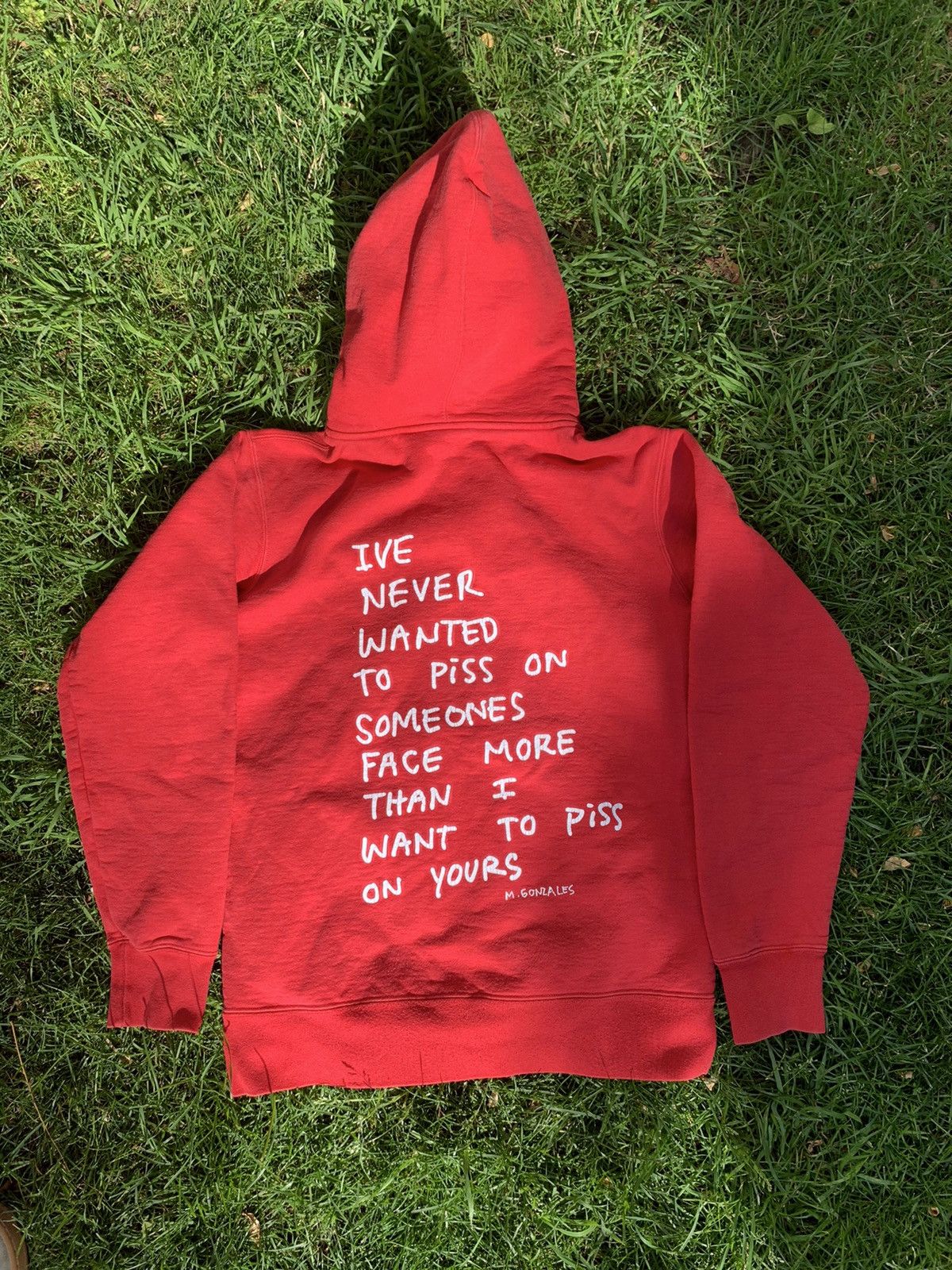 Supreme FW13 Mark Gonzales Piss Face Zip-Up Hoodie in Red | Grailed