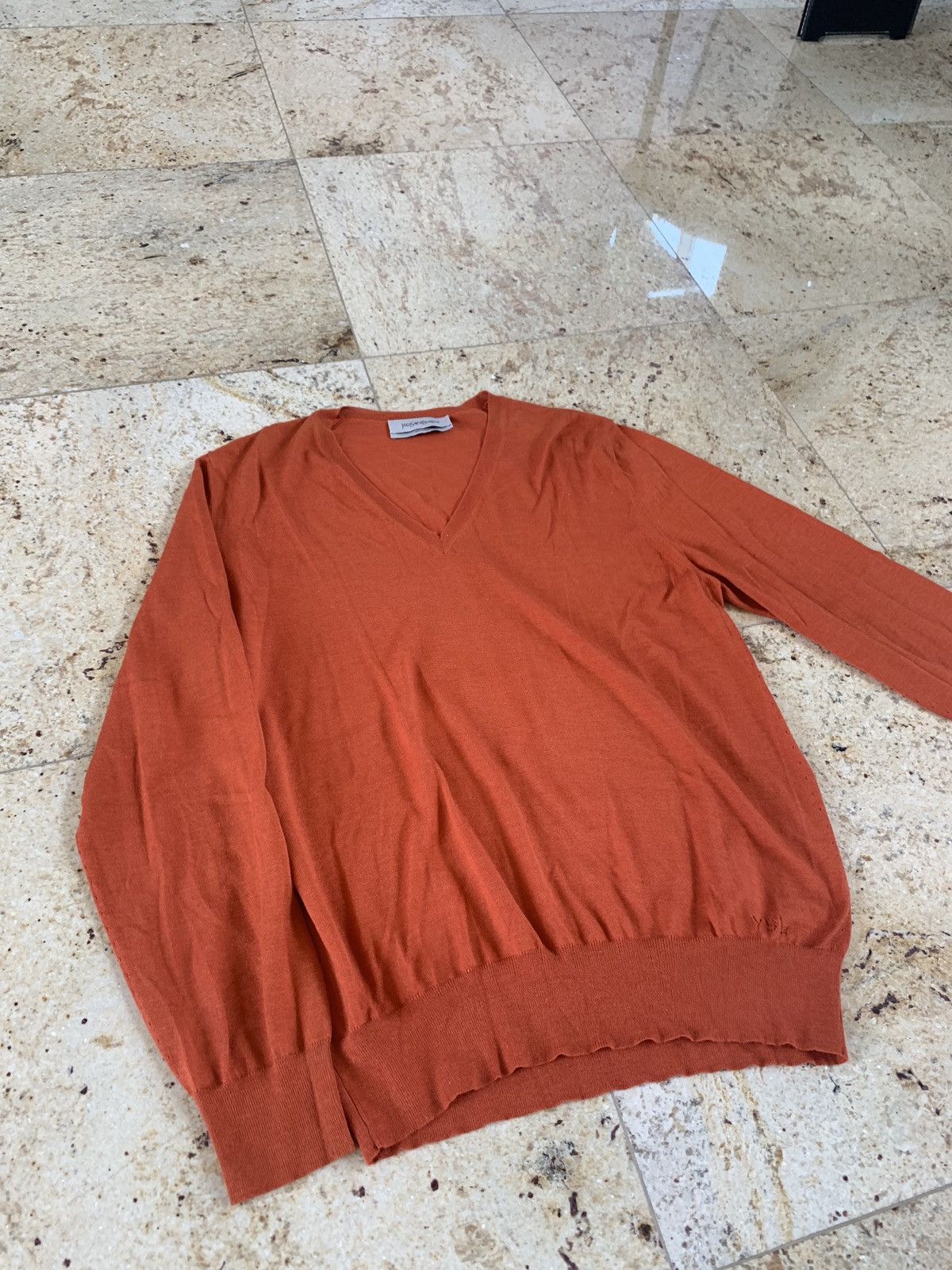 Yves Saint Laurent YSL V Neck Cashmere & Silk Knitwear in Hermes Size US XL / EU 56 / 4 - 11 Thumbnail