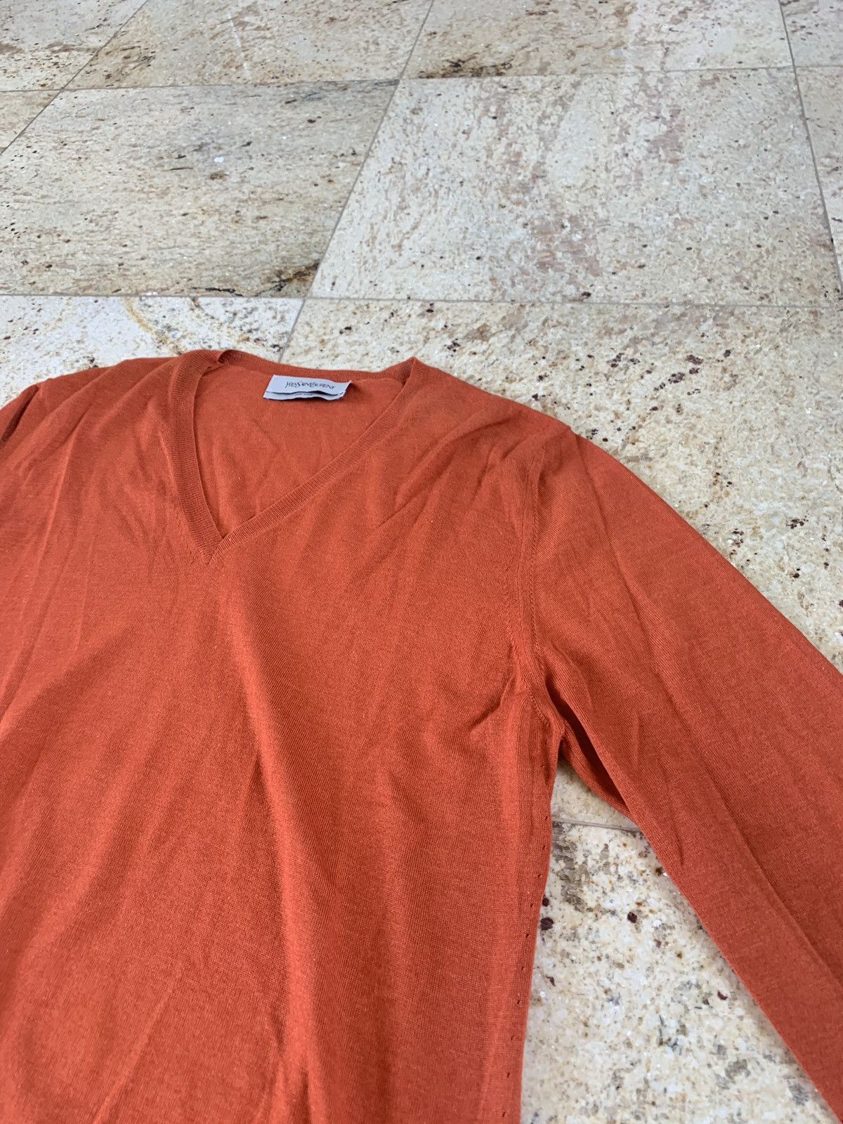 Yves Saint Laurent YSL V Neck Cashmere & Silk Knitwear in Hermes Size US XL / EU 56 / 4 - 7 Thumbnail
