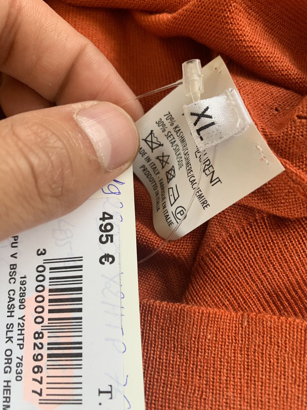 Yves Saint Laurent YSL V Neck Cashmere & Silk Knitwear in Hermes Size US XL / EU 56 / 4 - 13 Thumbnail
