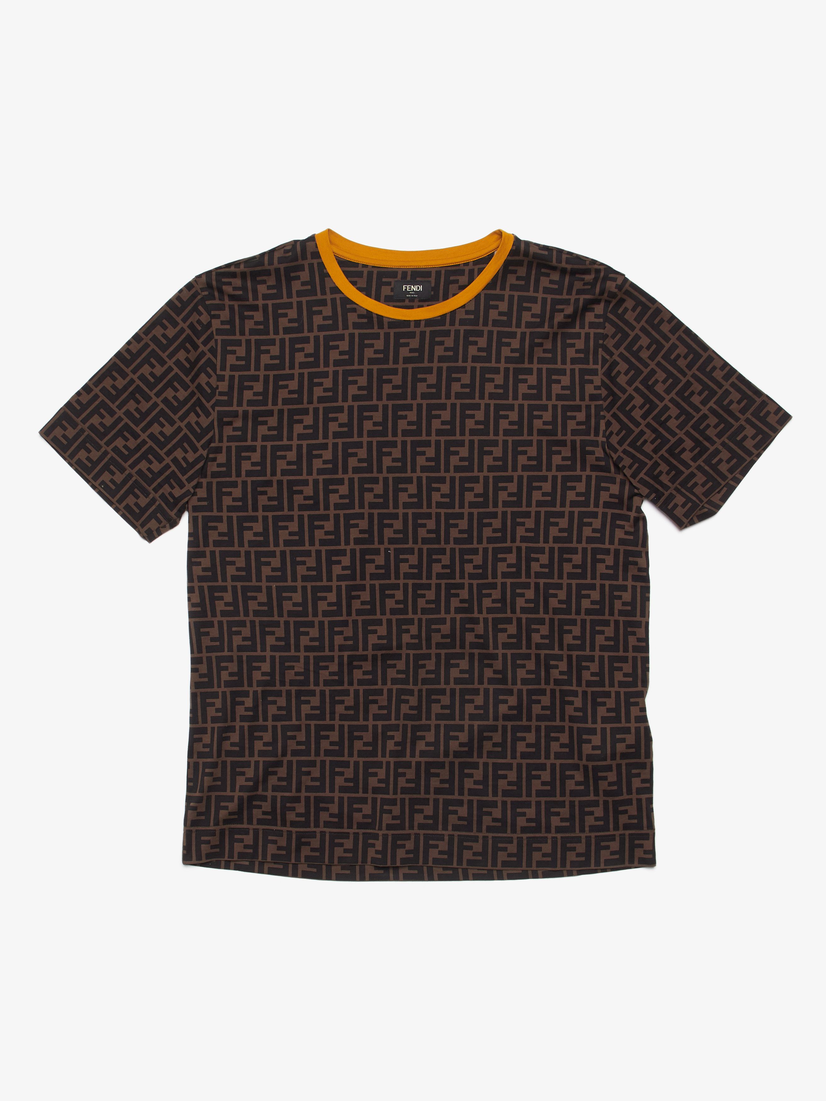 Fendi Monogram T-shirt With Yellow Collar | Grailed