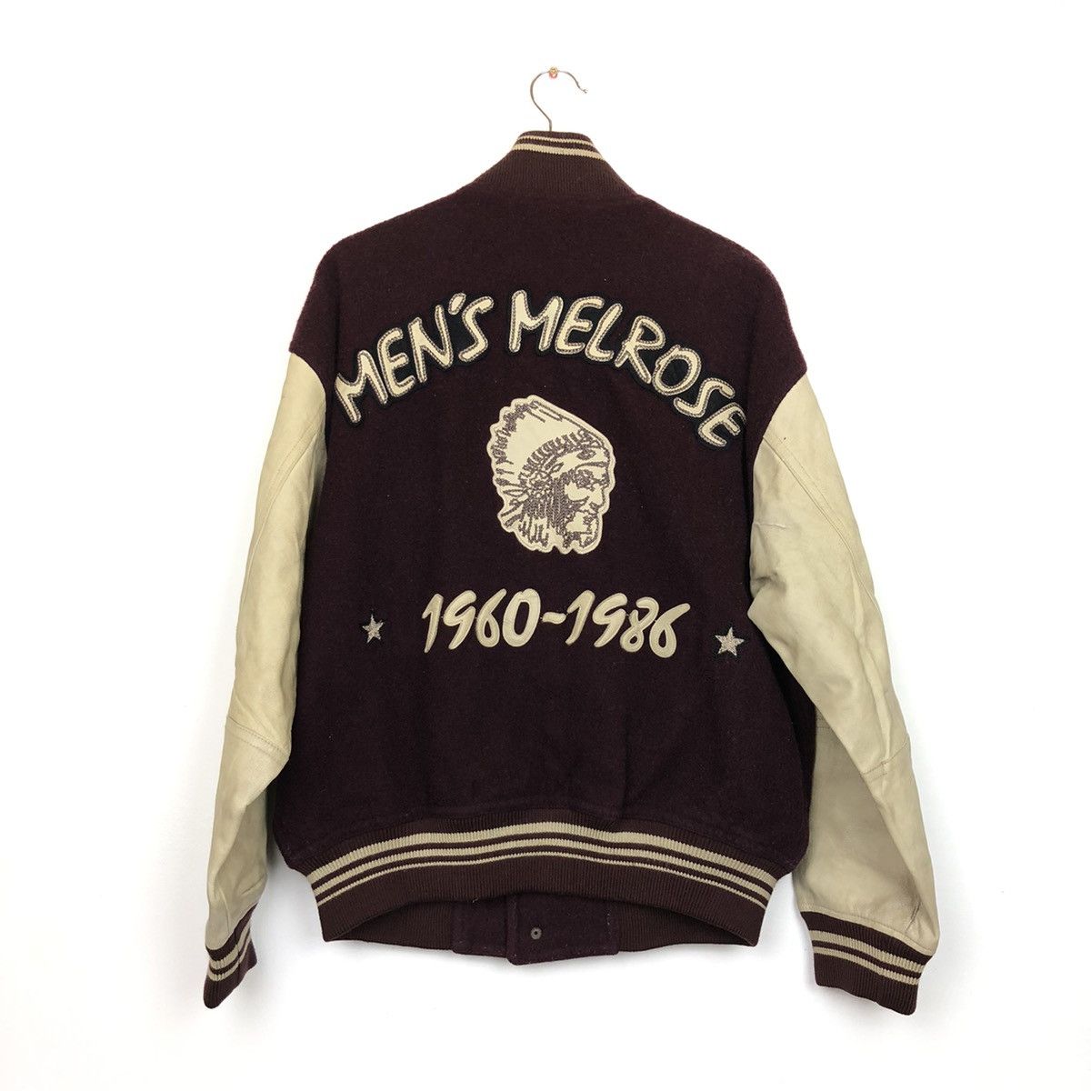 Japanese Brand Final Drop💥 Vintage Men's Melrose Varsity Leather