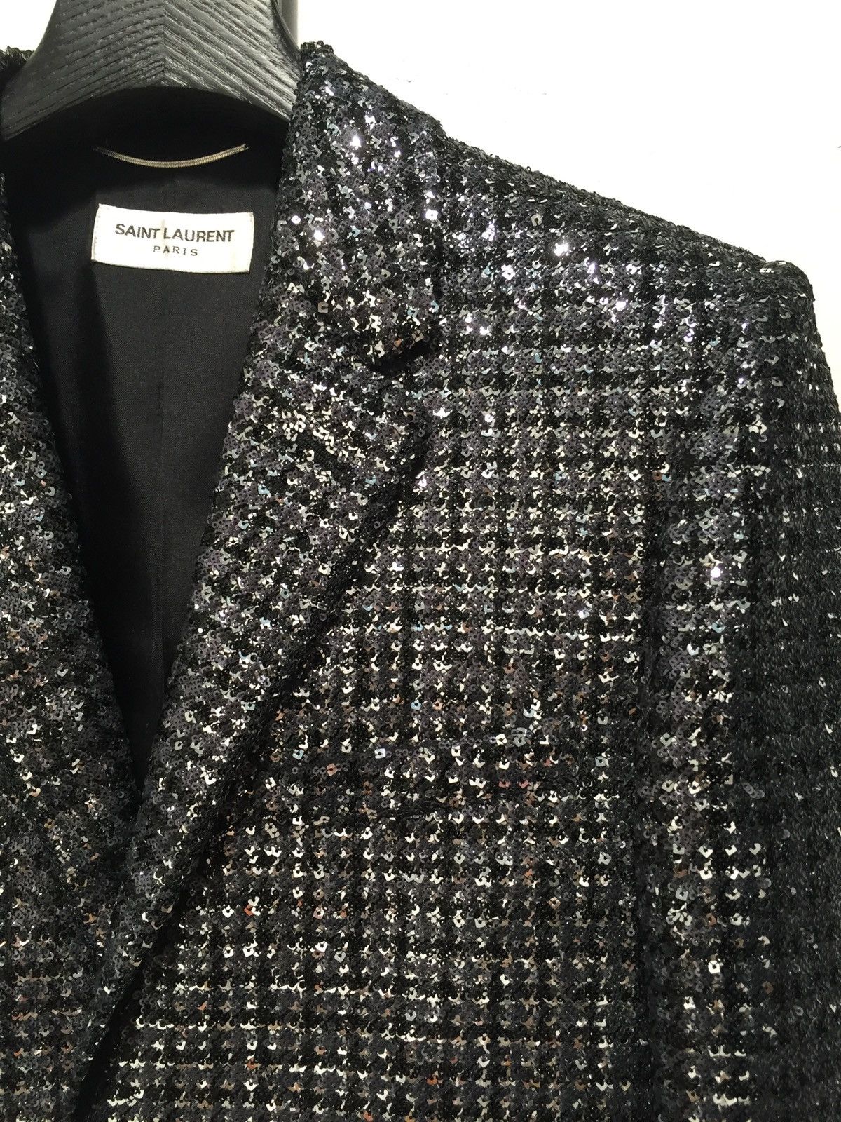 Hedi Slimane × Saint Laurent Paris 15FW Sequins Emboridered Blazer sz46 Size 46R - 1 Thumbnail