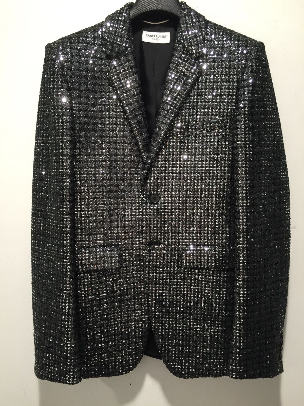 Hedi Slimane × Saint Laurent Paris 15FW Sequins Emboridered Blazer sz46 Size 46R - 2 Thumbnail