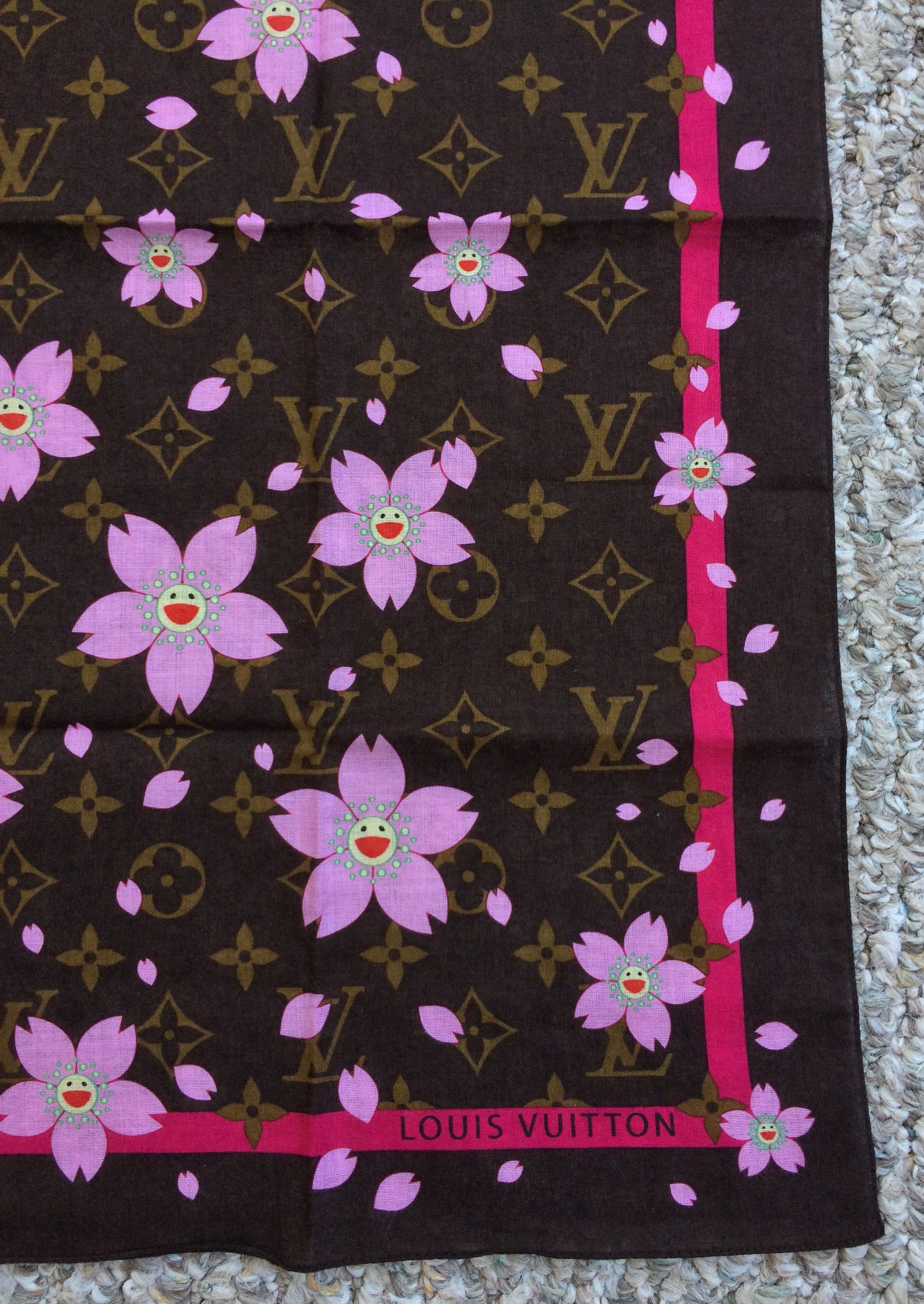 Louis Vuitton × Takashi Murakami Louis Vuitton x Murakami Cherry Blossom Monogram Scarf Size ONE SIZE - 4 Thumbnail