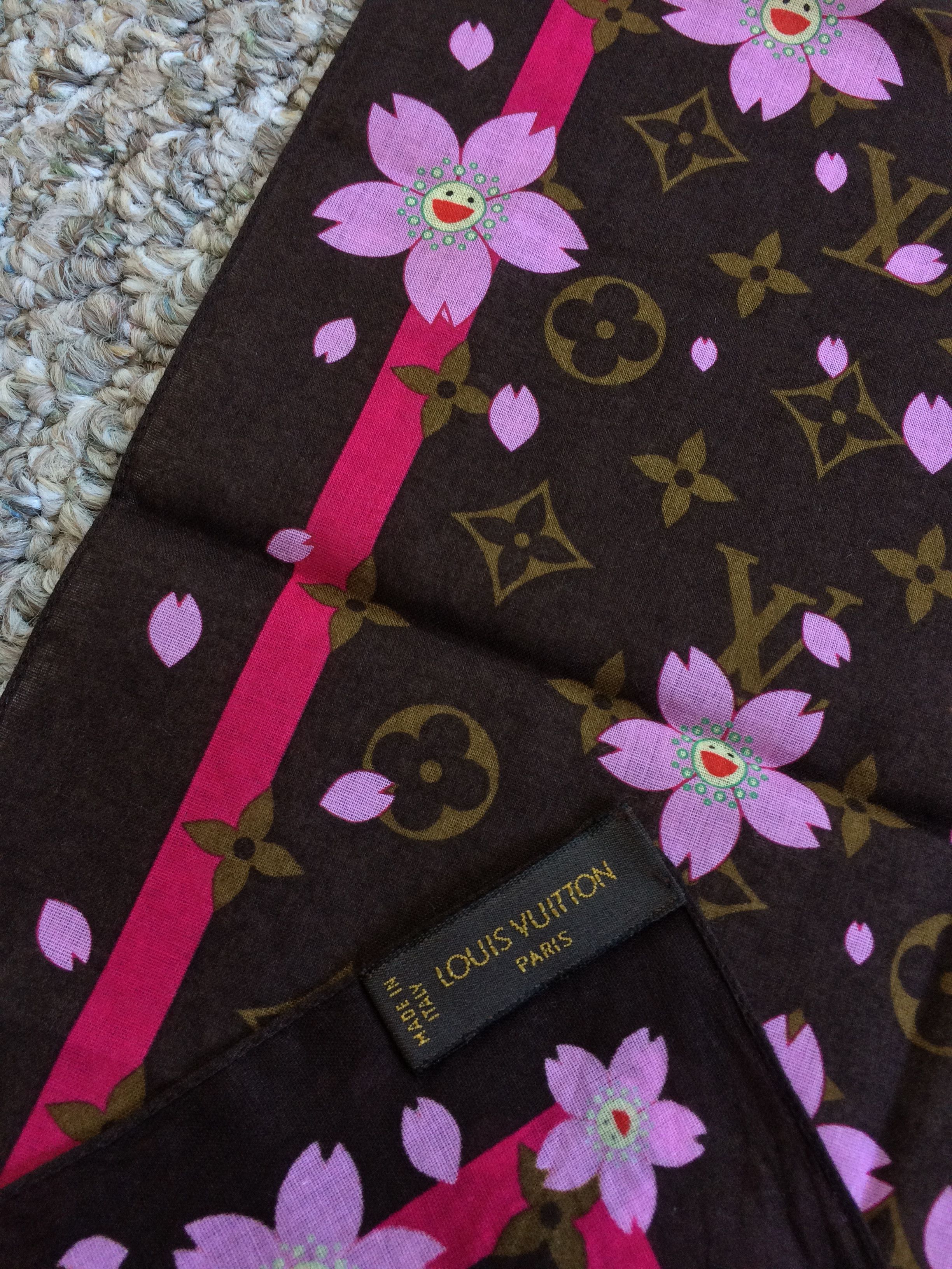 Louis Vuitton × Takashi Murakami Louis Vuitton x Murakami Cherry Blossom Monogram Scarf Size ONE SIZE - 5 Thumbnail