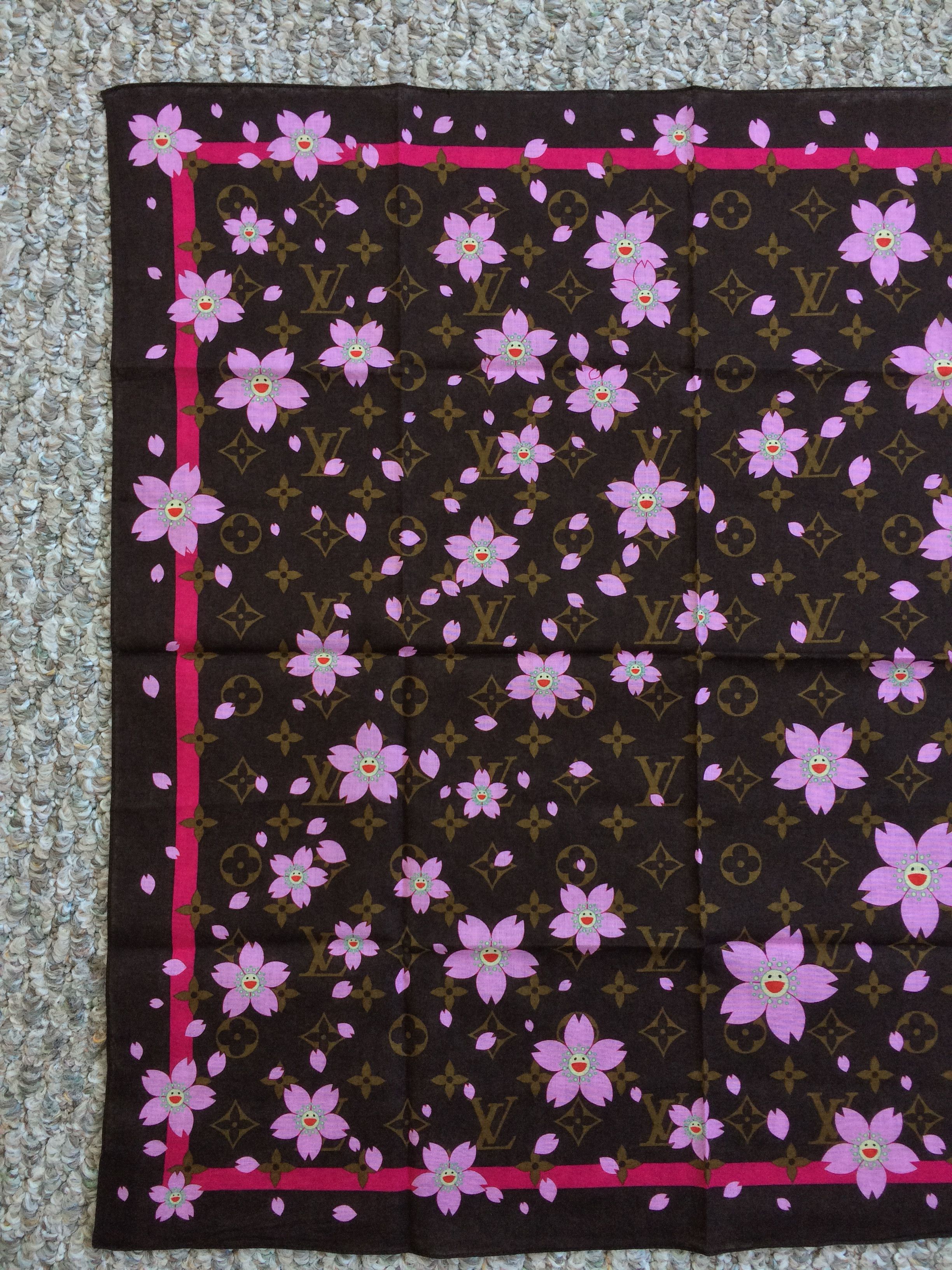 Louis Vuitton × Takashi Murakami Louis Vuitton x Murakami Cherry Blossom Monogram Scarf Size ONE SIZE - 2 Thumbnail