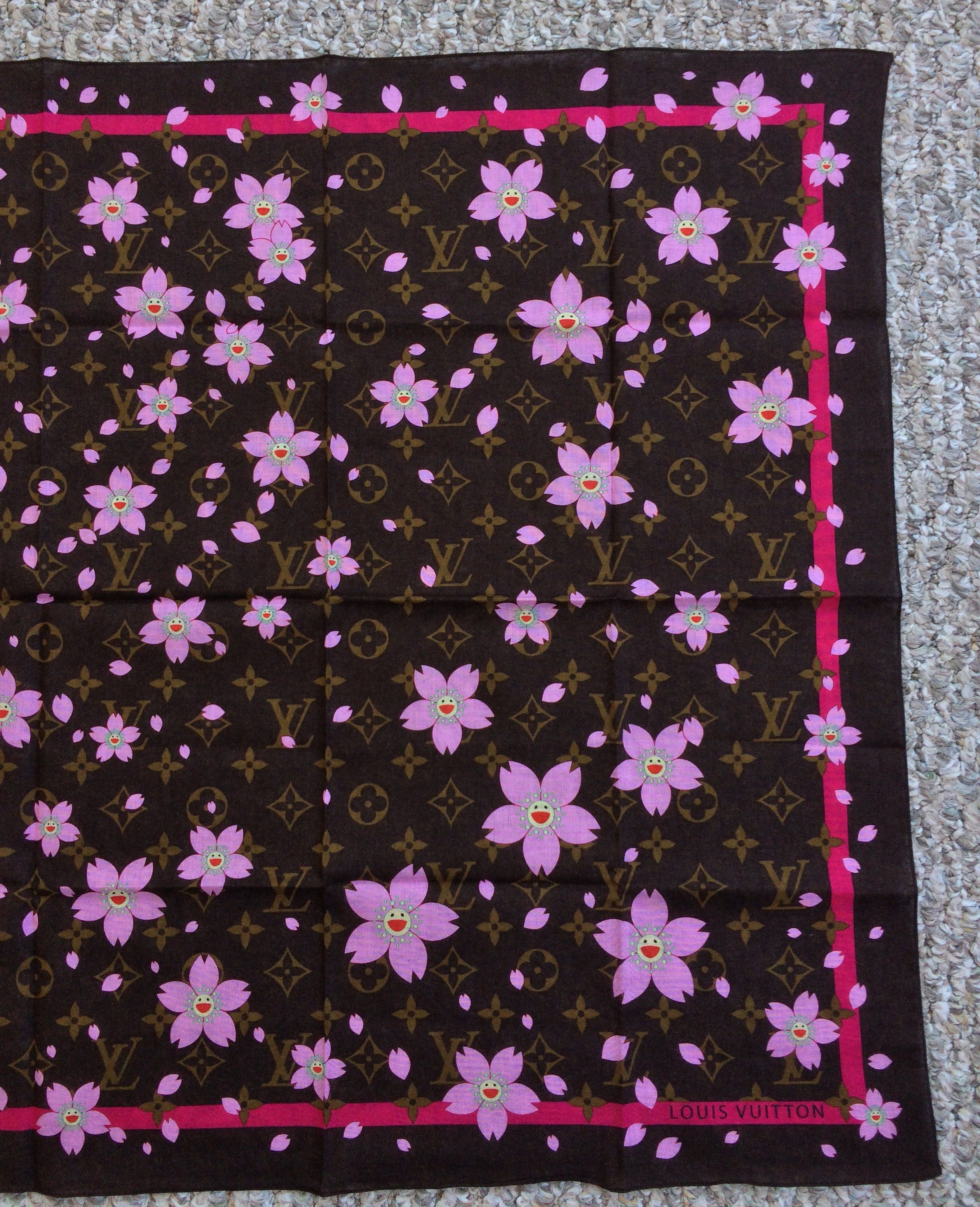 Louis Vuitton × Takashi Murakami Louis Vuitton x Murakami Cherry Blossom Monogram Scarf Size ONE SIZE - 3 Thumbnail
