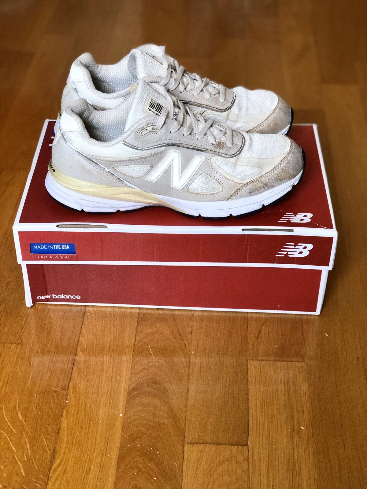 New Balance New Balance X Stussy 990 V4 Made in USA Cream | Grailed