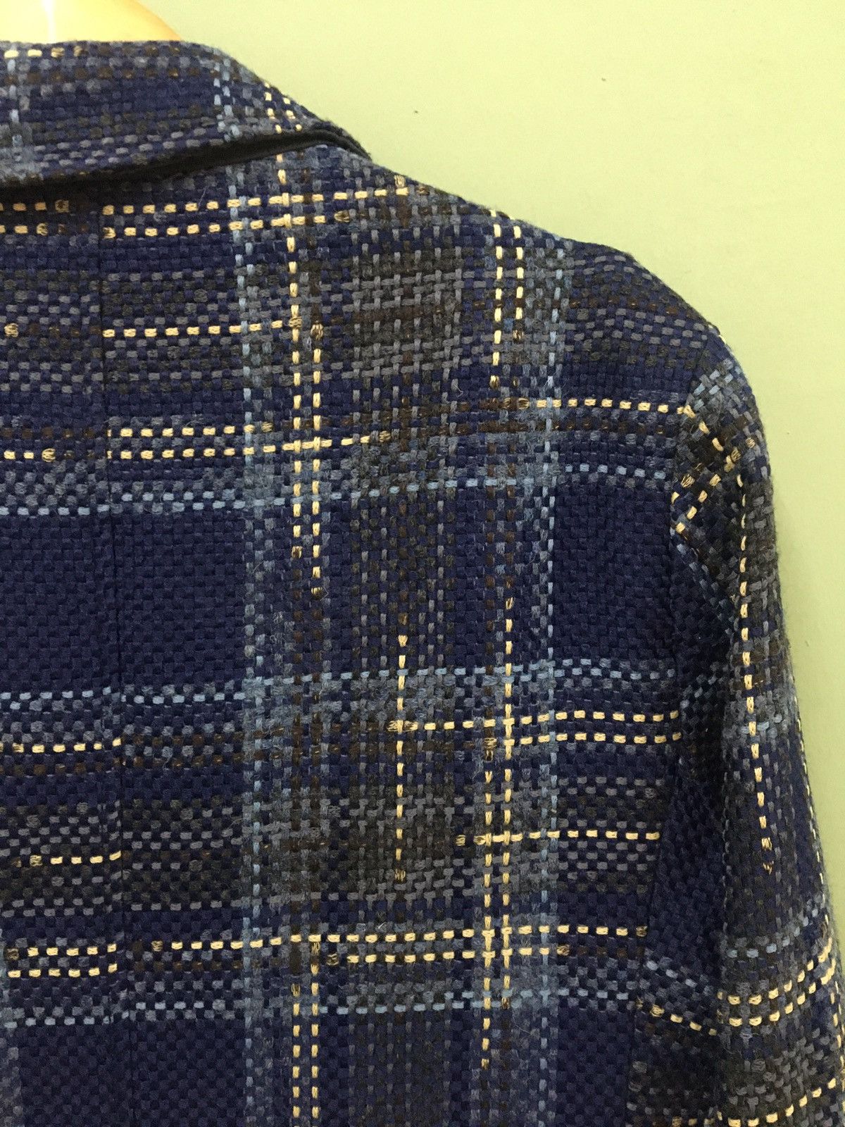 Designer NEILL KATTER - TRIBLEND GARMENT KNIT CHECKER BLAZERS Size 38R - 7 Thumbnail