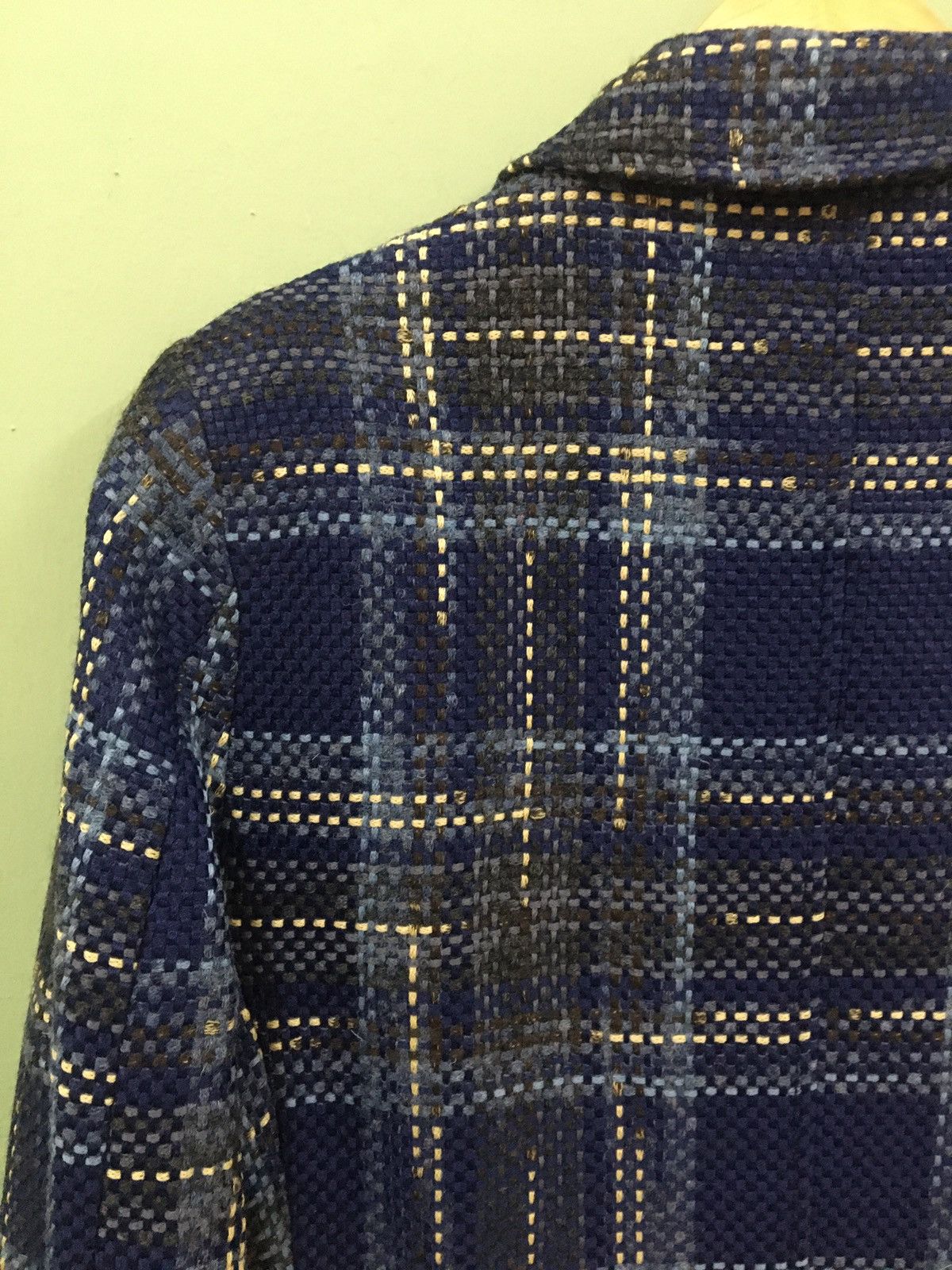 Designer NEILL KATTER - TRIBLEND GARMENT KNIT CHECKER BLAZERS Size 38R - 6 Thumbnail