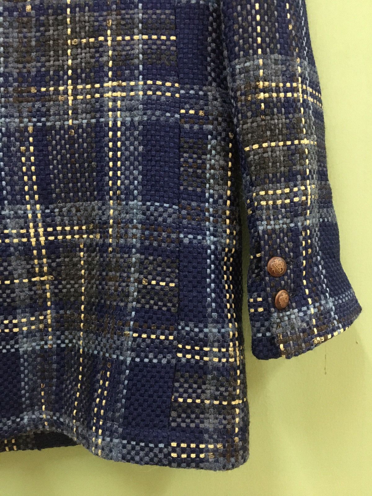 Designer NEILL KATTER - TRIBLEND GARMENT KNIT CHECKER BLAZERS Size 38R - 8 Thumbnail