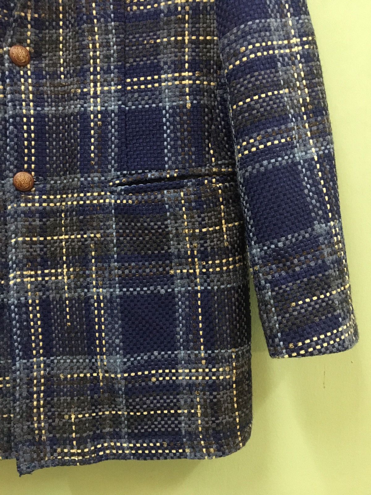 Designer NEILL KATTER - TRIBLEND GARMENT KNIT CHECKER BLAZERS Size 38R - 4 Thumbnail