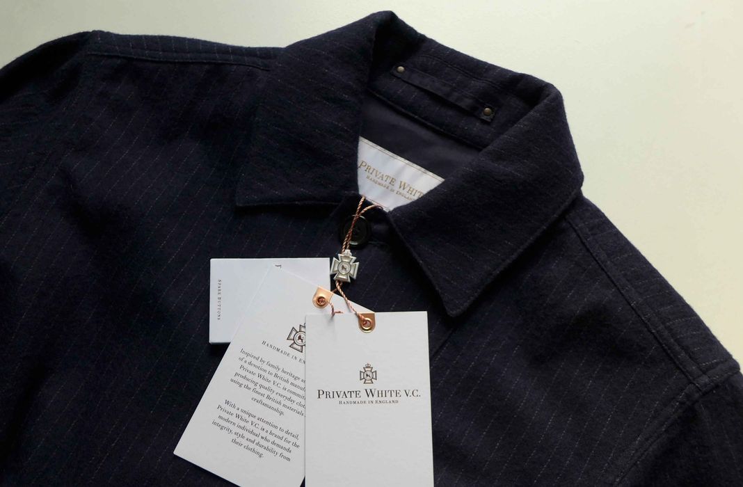 Private White V.C. Waisted Wool Shacket Navy Pinstripe Grailed