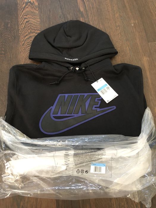 Supreme x nike store leather applique hoodie